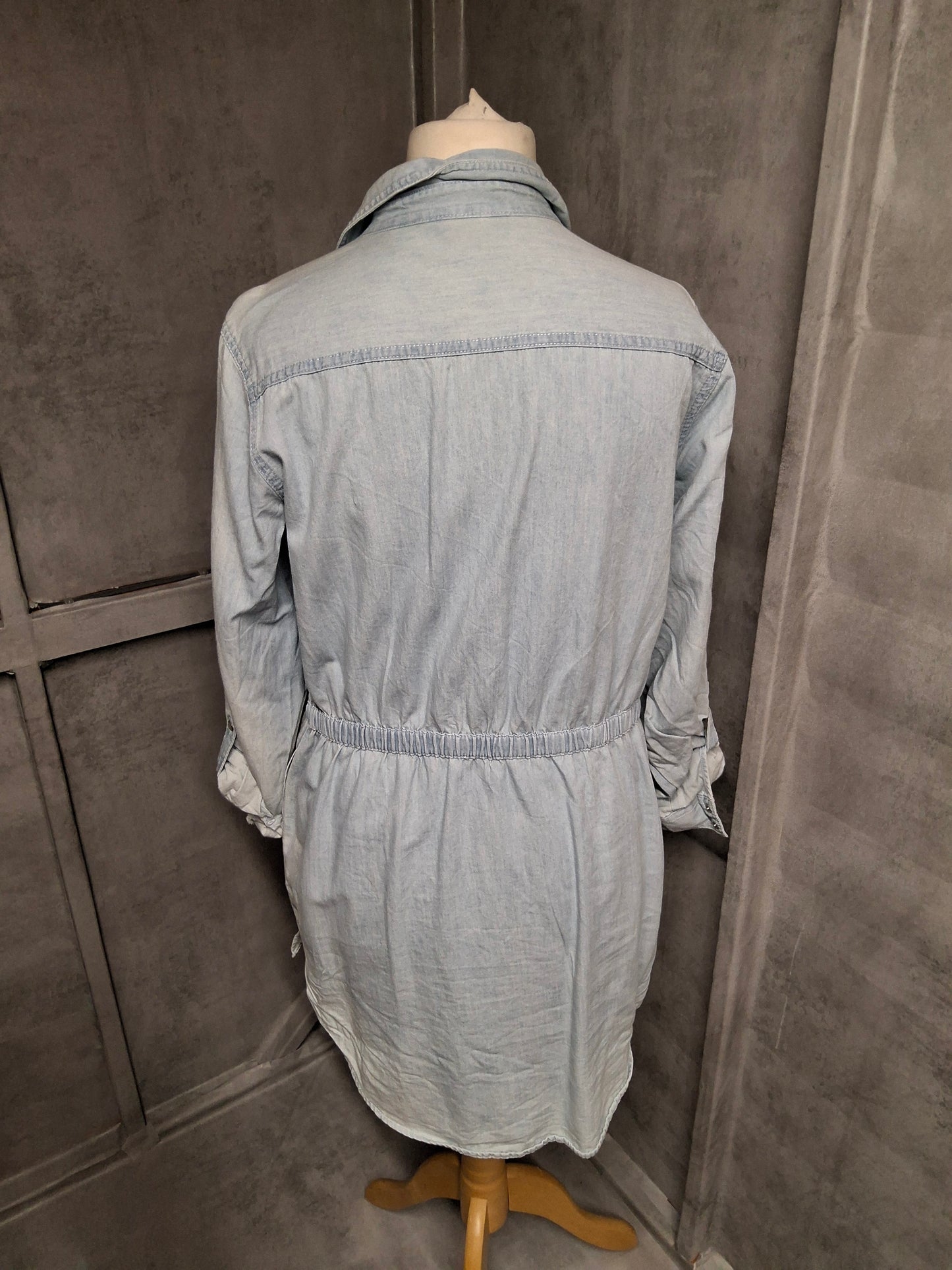 M&S Indigo Denim Shirt Dress β Size 12 β Long Sleeve, Drawstring Waist, 100% Cotton