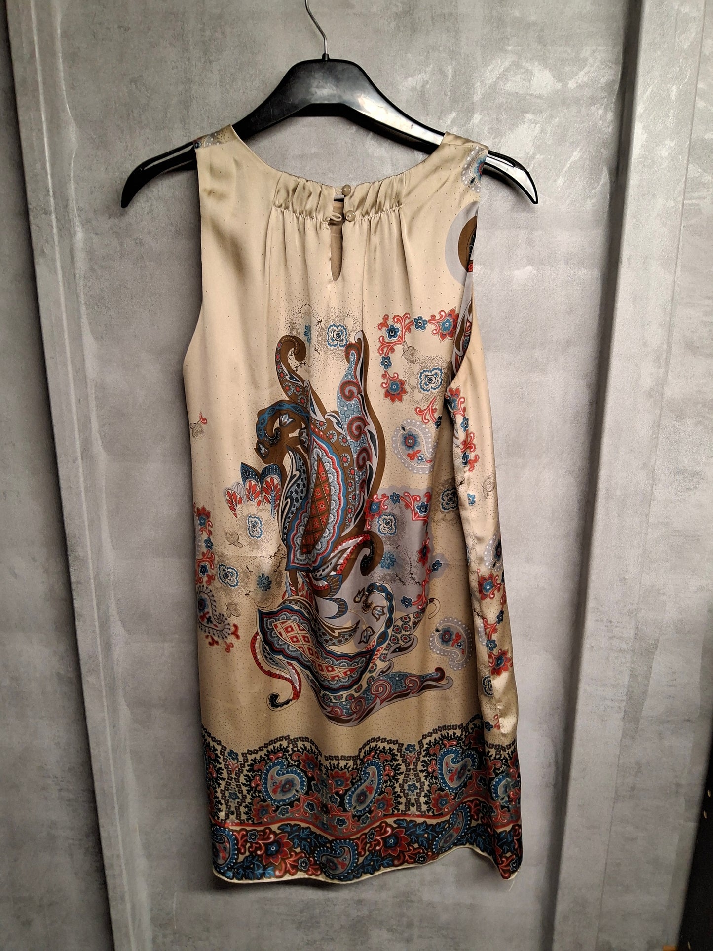 Wallis Beige & Paisley Print Sleeveless Dress – Size 10 – Boho Meets Chic