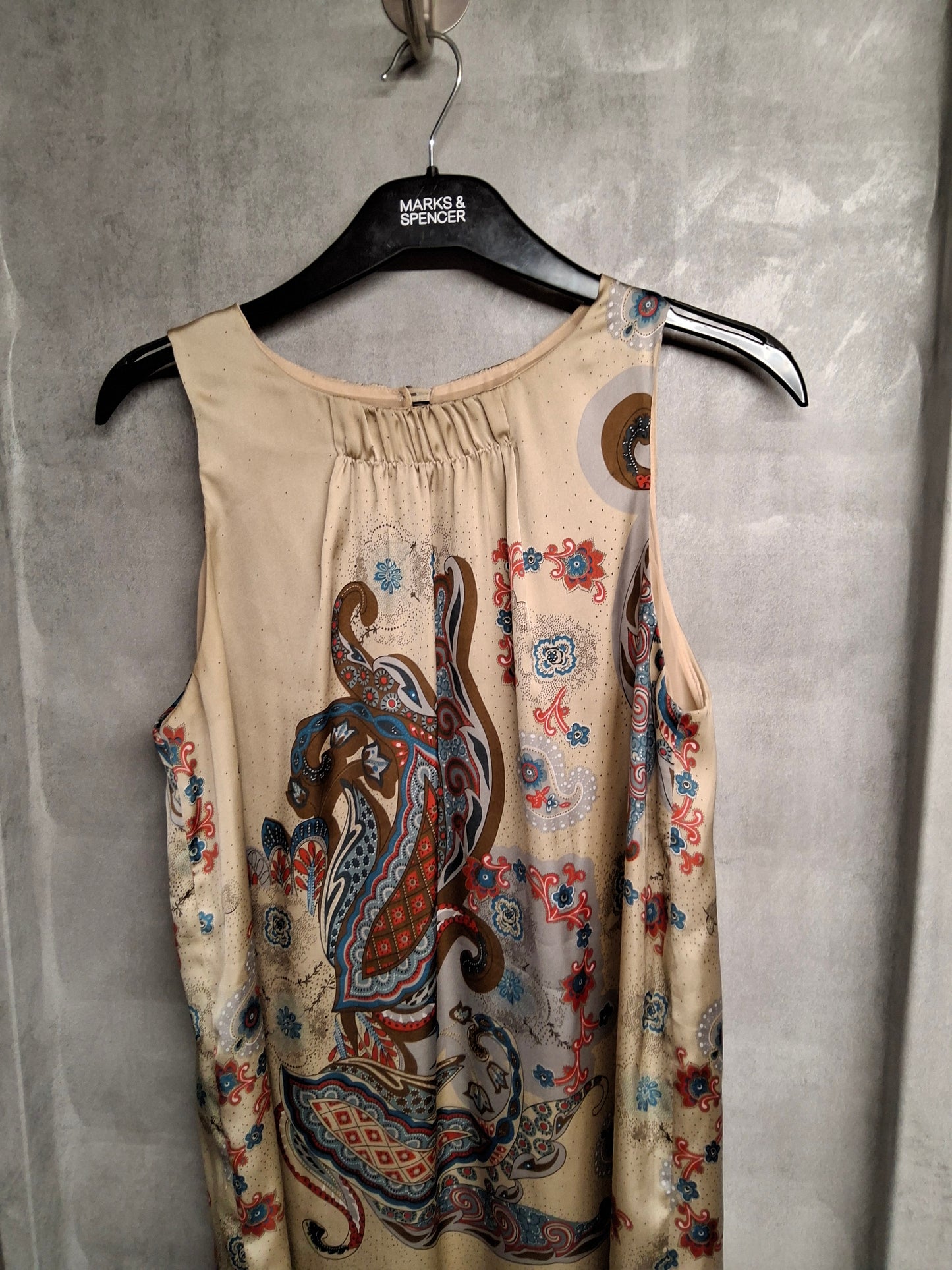 Wallis Beige & Paisley Print Sleeveless Dress – Size 10 – Boho Meets Chic