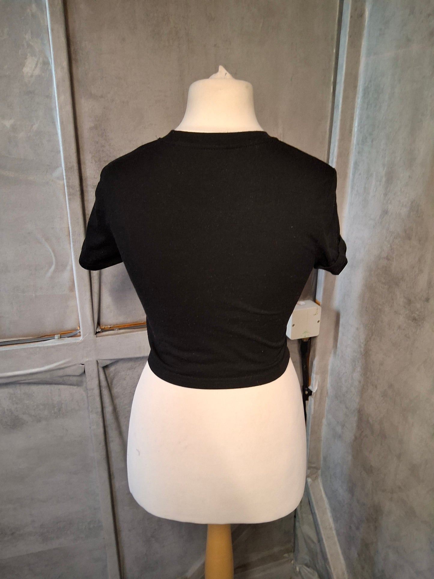 Shein Black Cropped Margarita Print T-Shirt ā Size M (UK size 10)