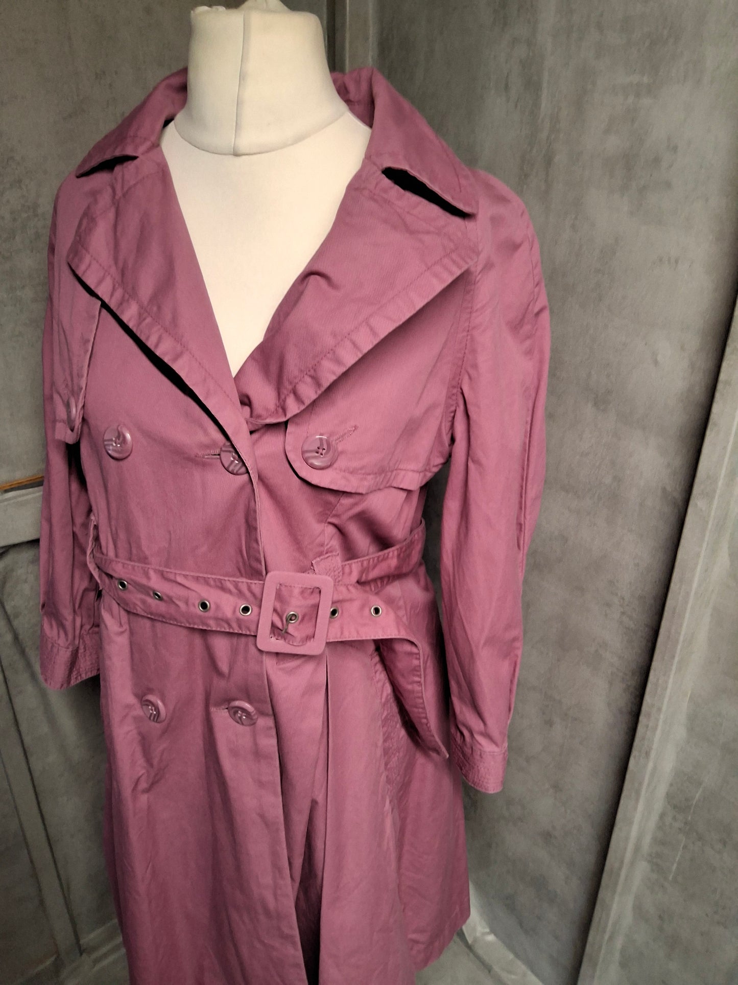 Topshop Dusky Pink Trench Coat – Size 12 – Belted & Beautiful