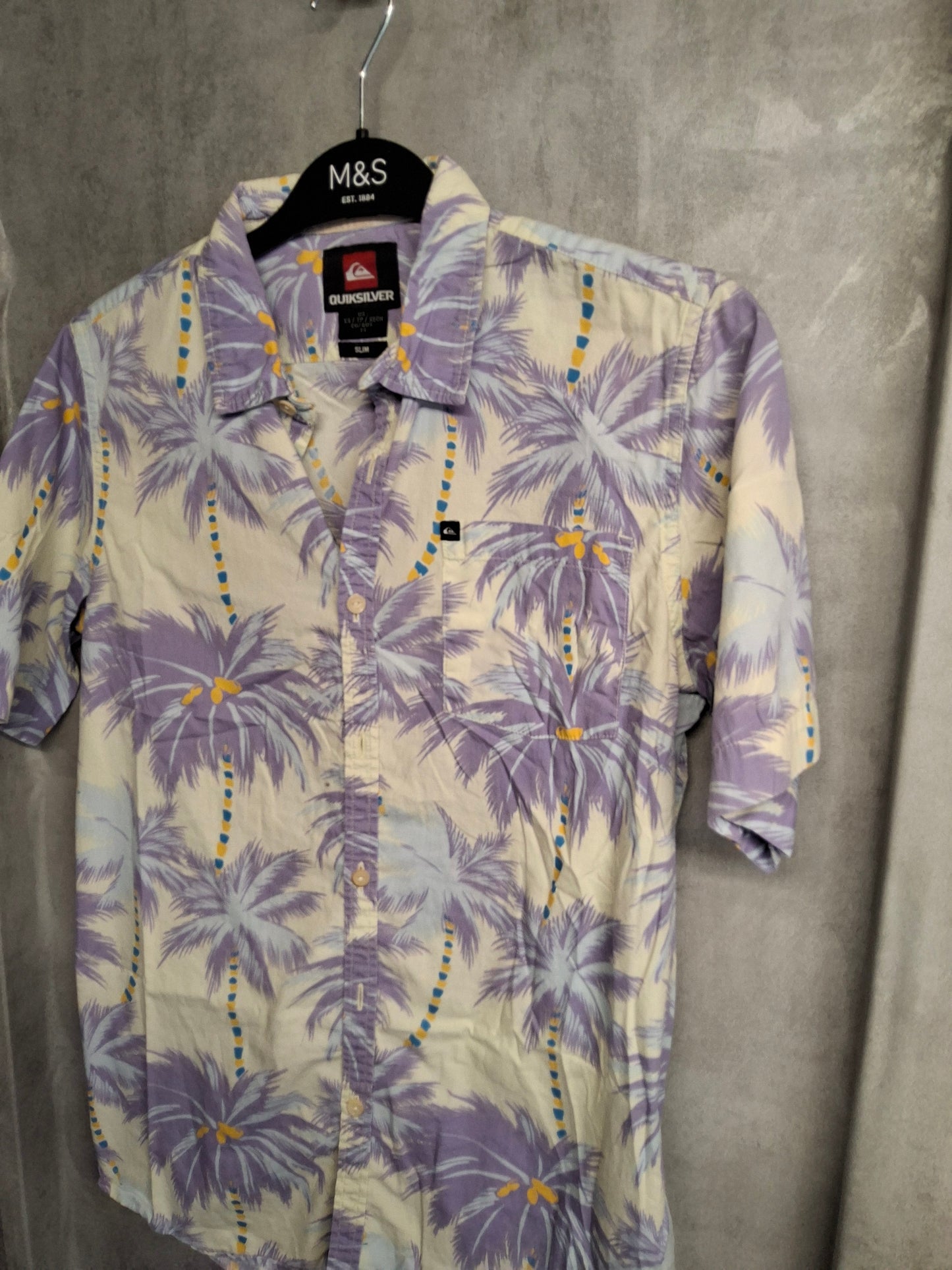 Quiksilver Slim Fit Palm Print Shirt – Size XS – 100% Cotton