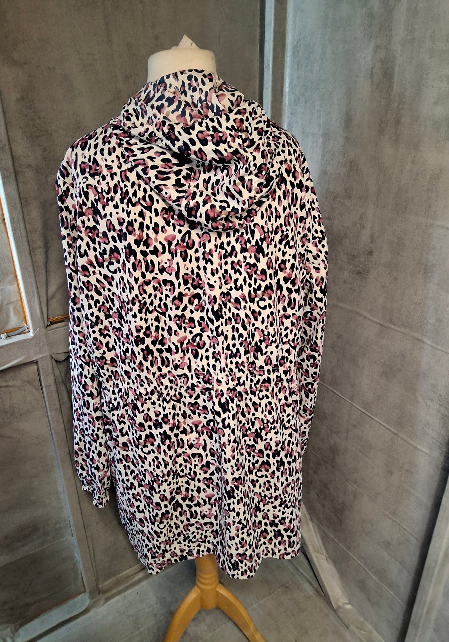 Matalan Pink, Navy & White Animal Print Lightweight Rain Coat β Size 18