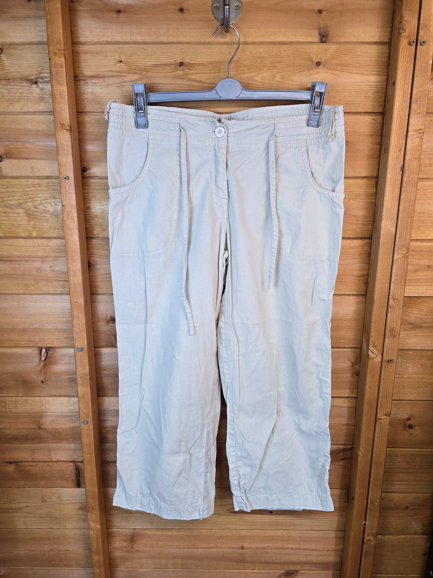 ๐งต New Look Y2K Cream Cropped Trousers โ Size 12
