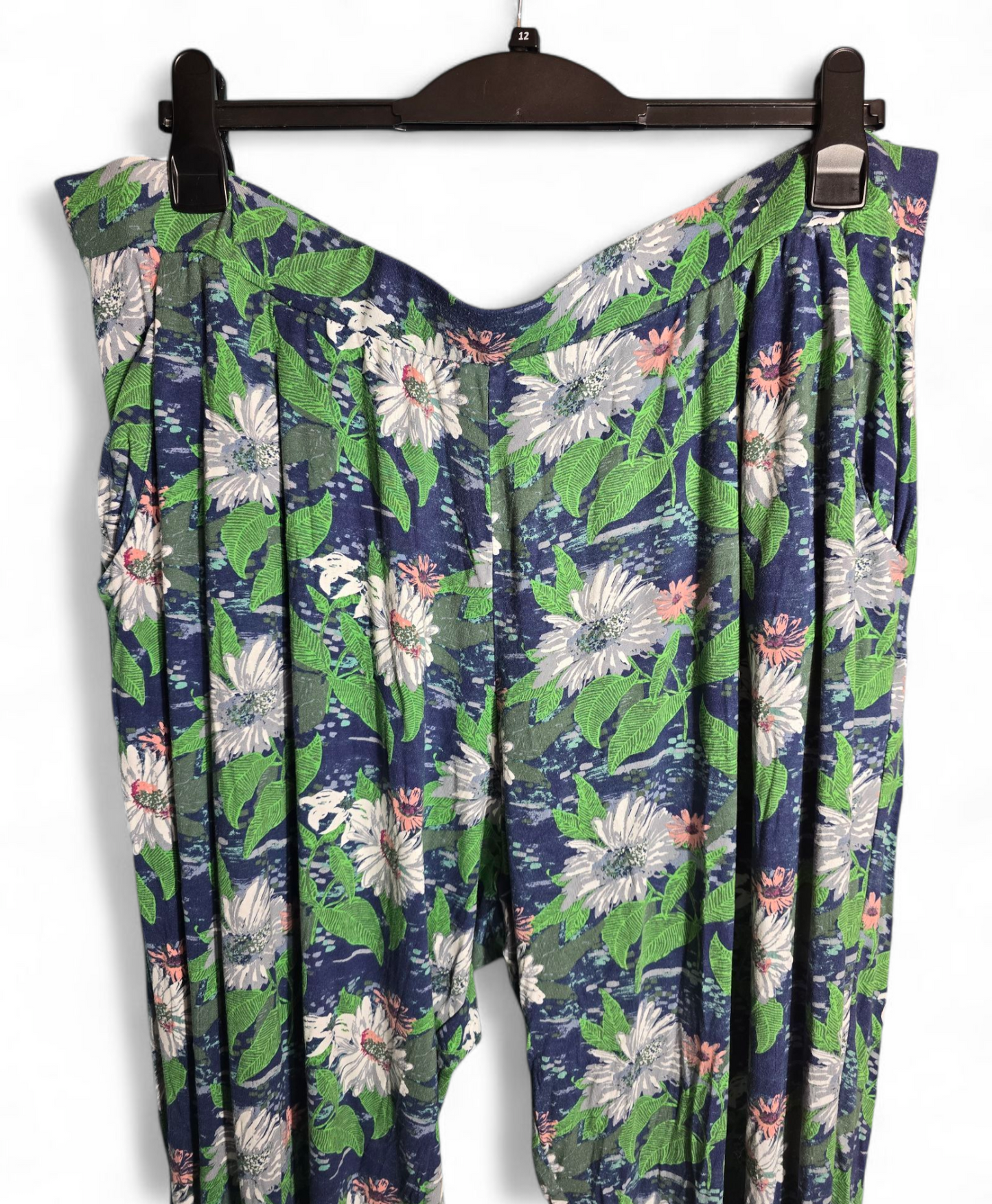 Nutmeg Floral Skinny Trousers | Size 24 UK | High Waist, Elasticated, Viscose