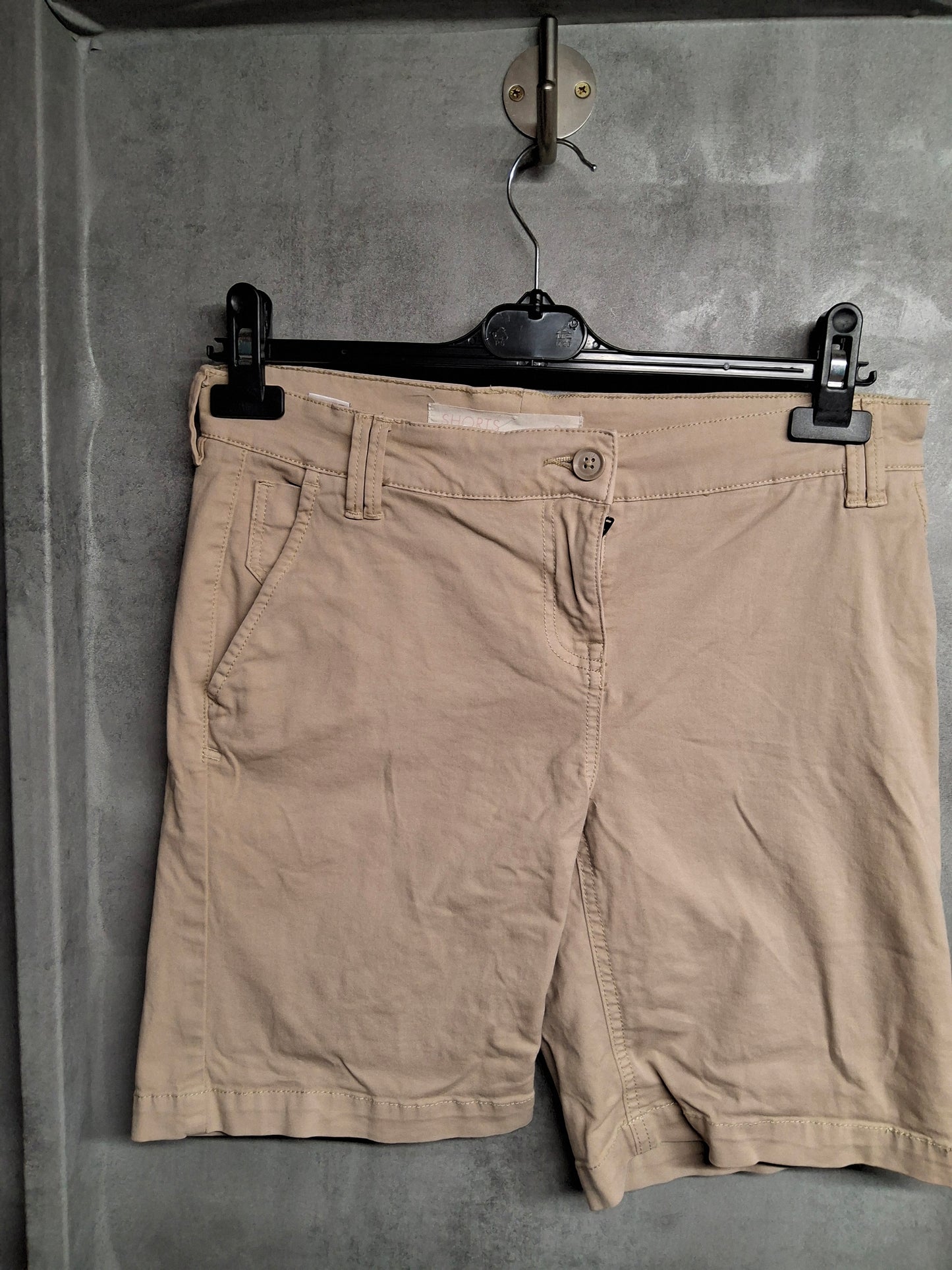 Next Cream Chino Shorts – 100% Cotton – Size 8 – Knee Length, Neutral Summer Wardrobe Essential
