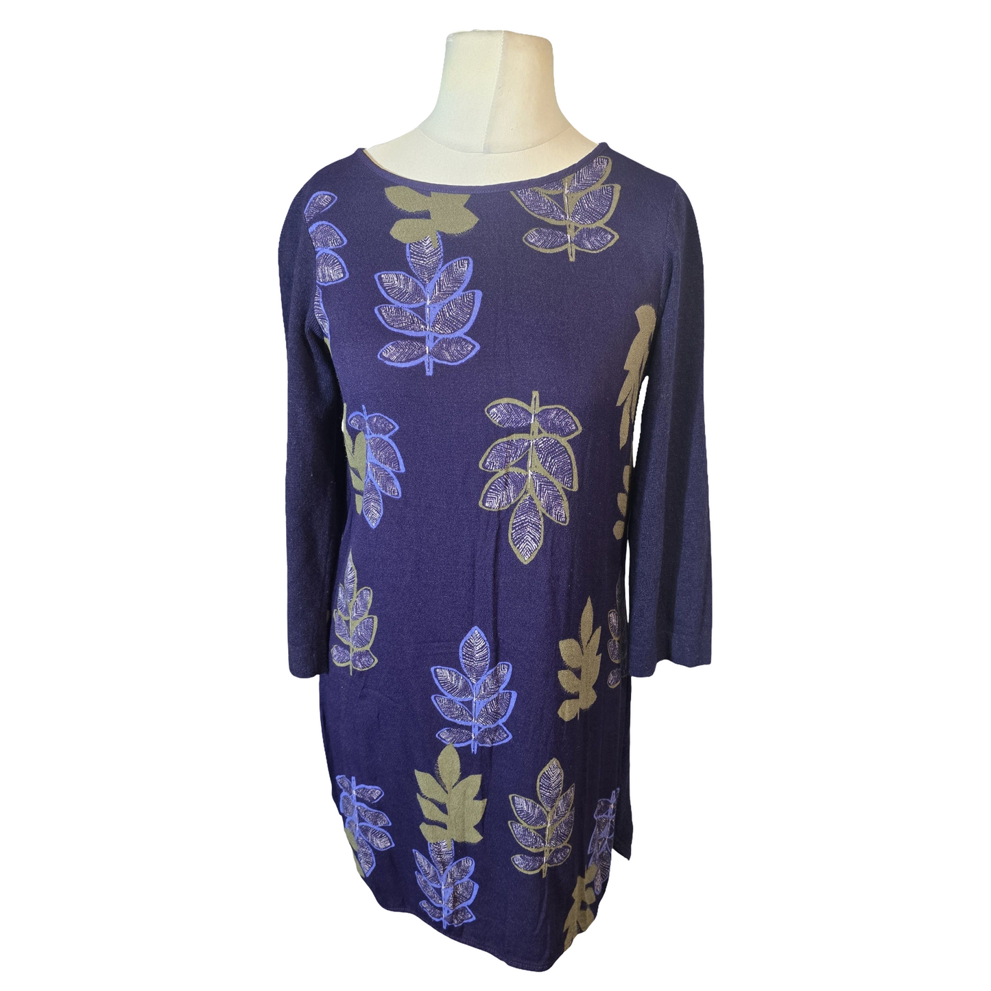 White Stuff Purple Leaf Print Jumper Dress β Size 12