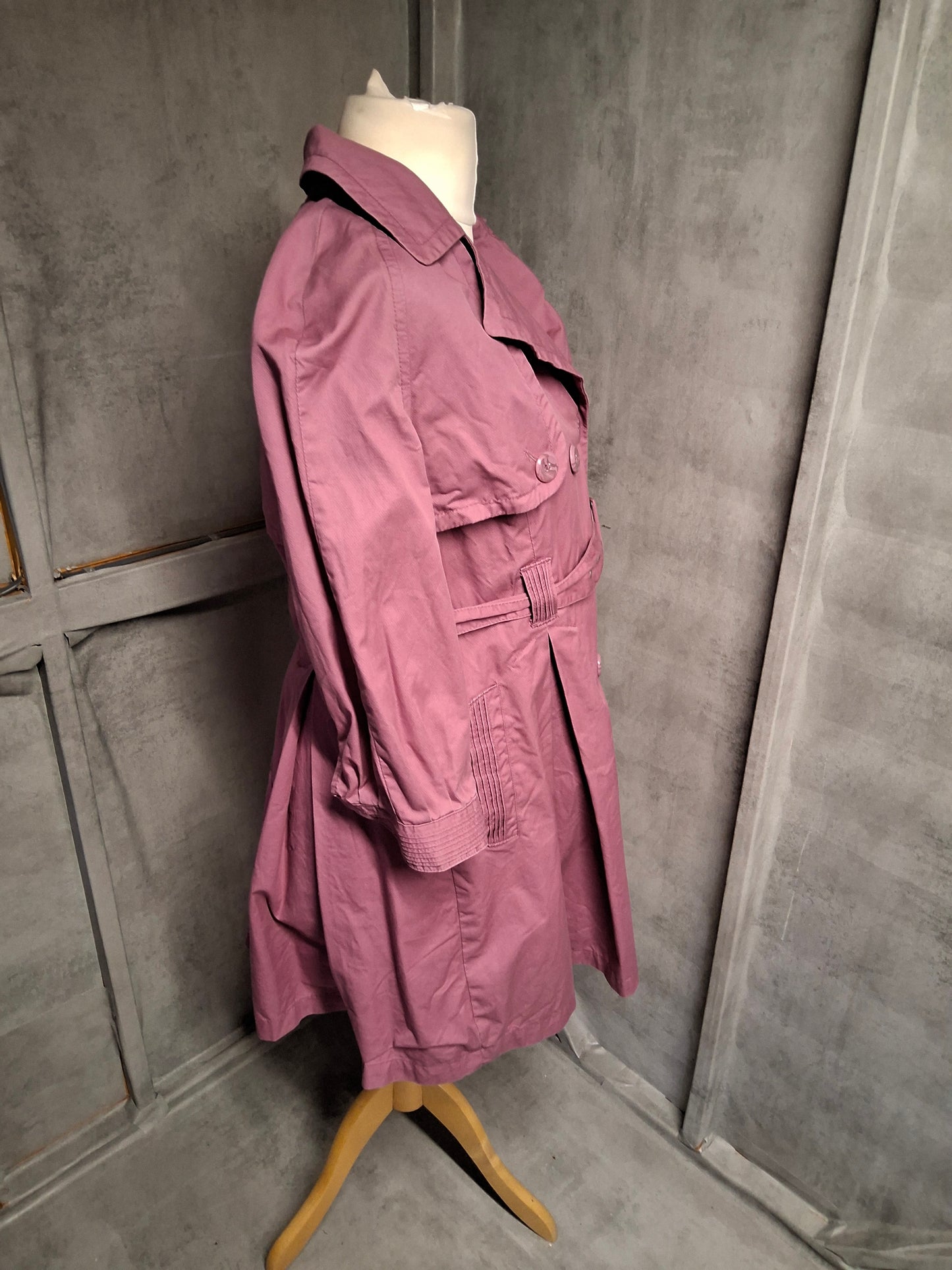 Topshop Dusky Pink Trench Coat – Size 12 – Belted & Beautiful