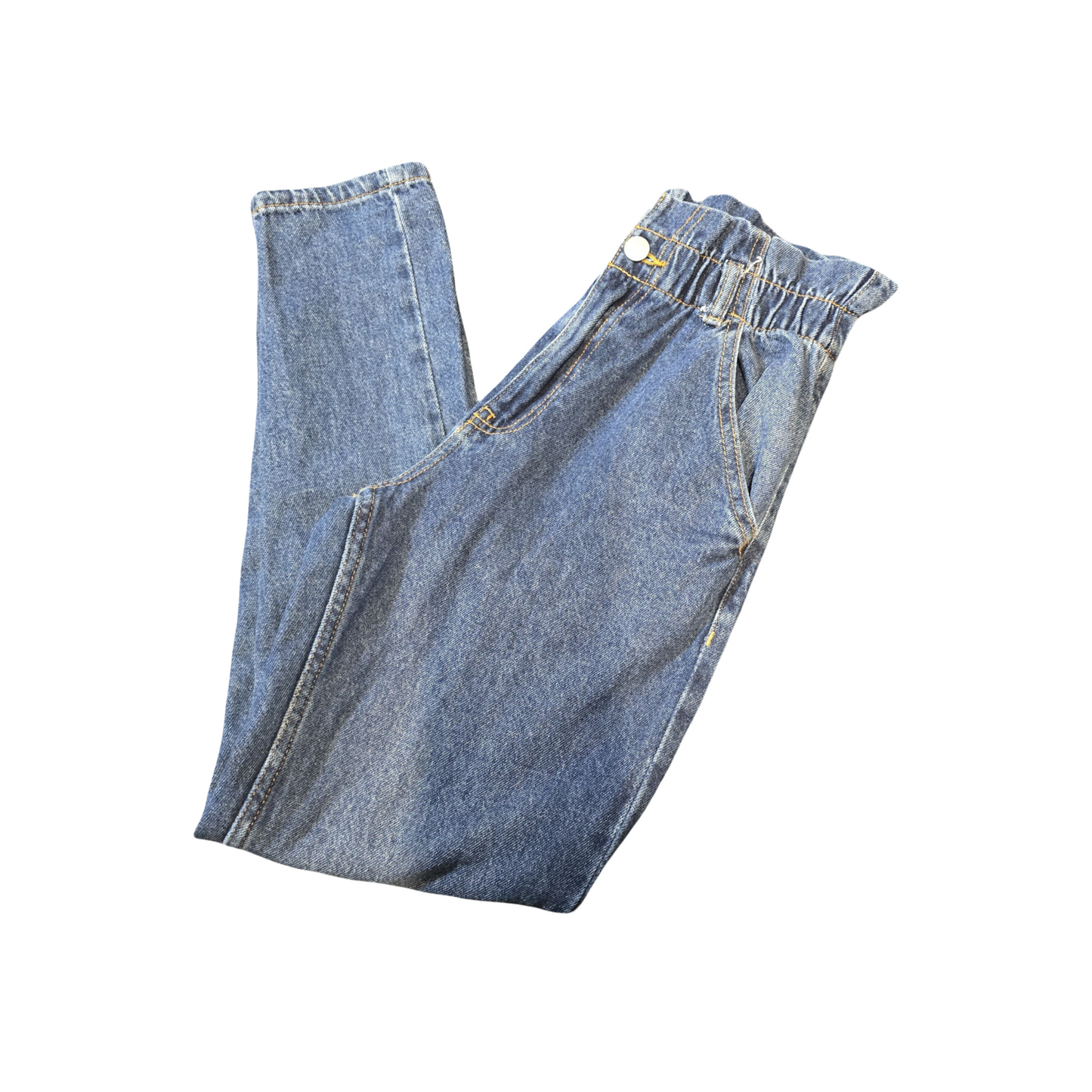 Primark Girls’ Slouchy Denim Jeans – Slim Leg, Frill High Waist – Age 11–12 Years