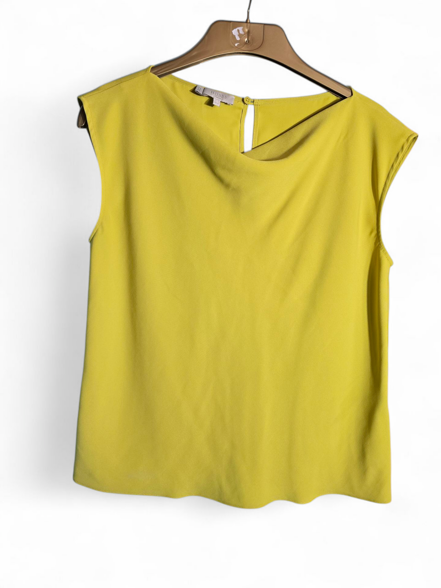 Hobbs London Yellow Sleeveless Top | Size 10 UK | Scoop Neck, Keyhole Back
