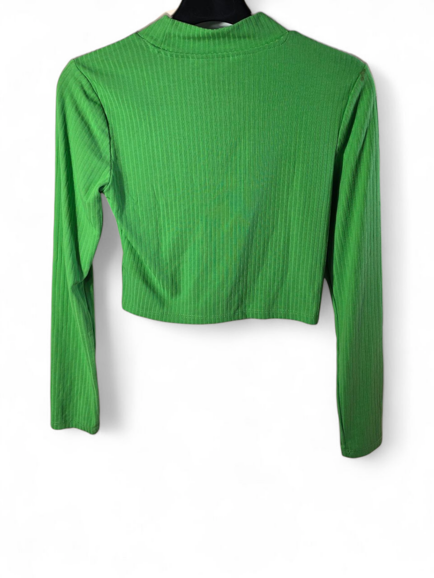 Primark green long sleeved high neck crop top size 10/12