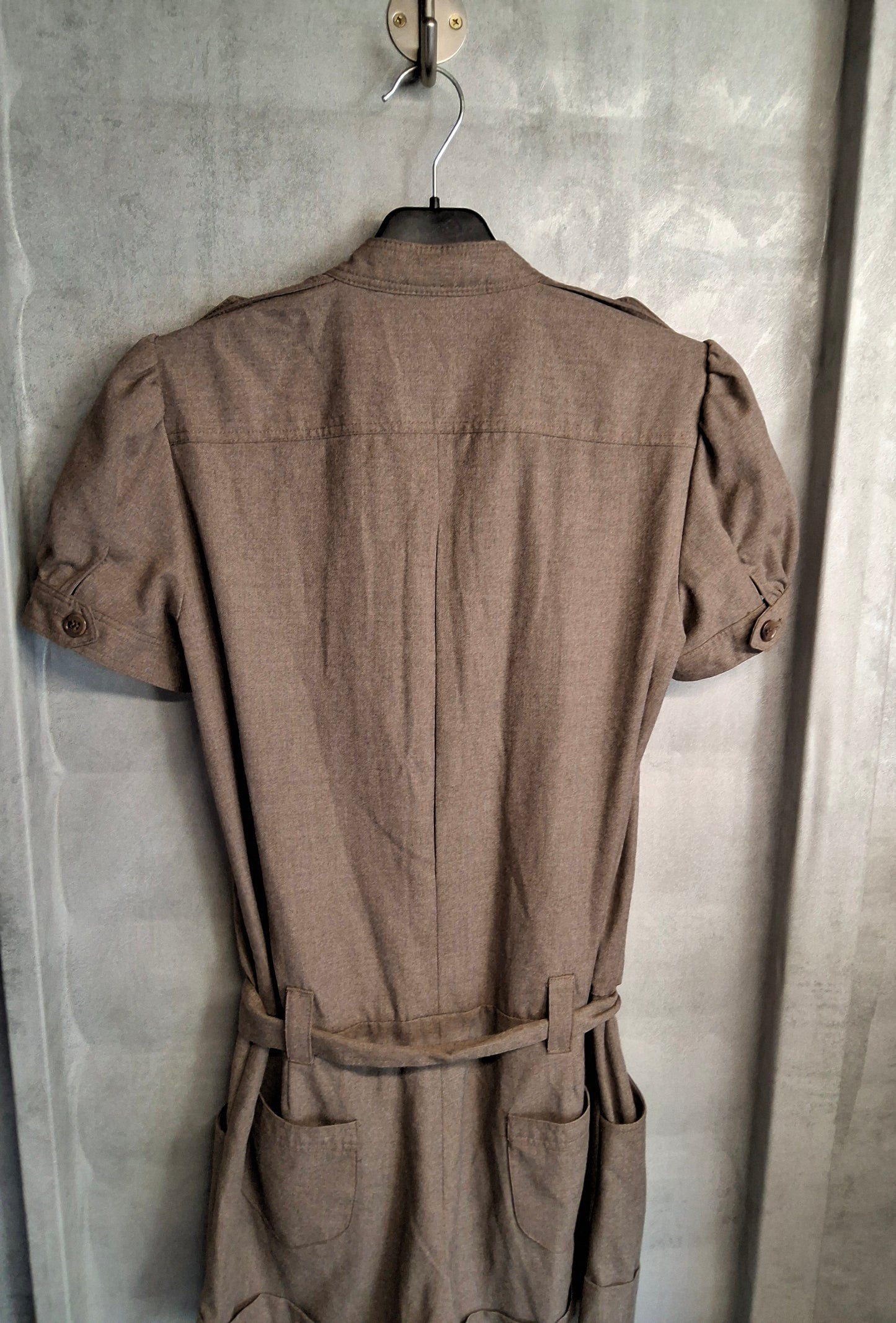 Topshop Light Brown Playsuit – Size 10 – Pockets & Belted Waist