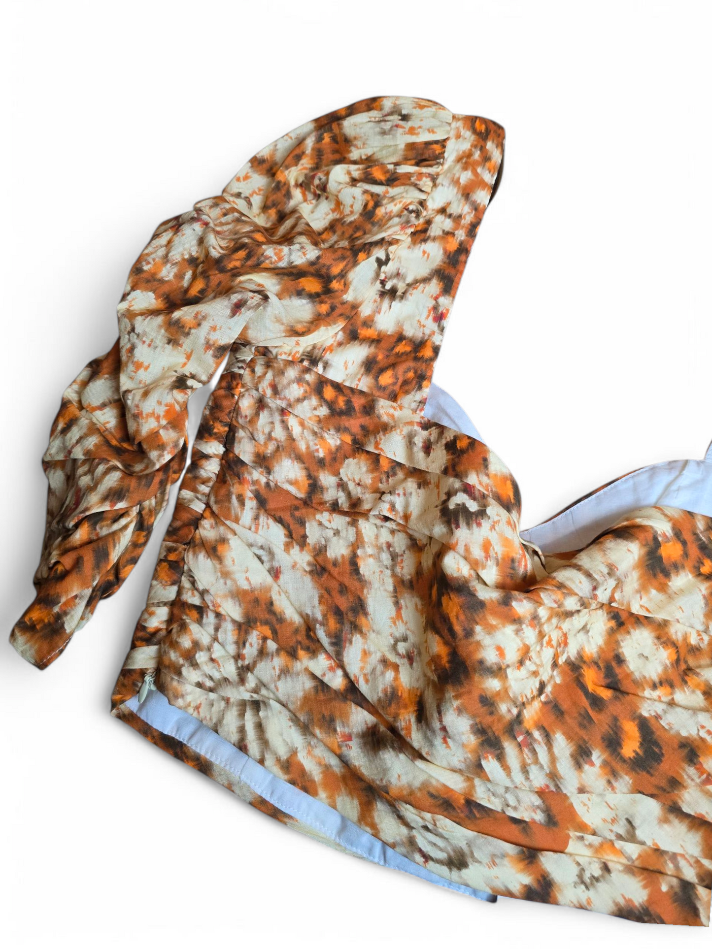 Zara 3/4 sleeve orange & cream animal print crop top size Small size 8/10 New