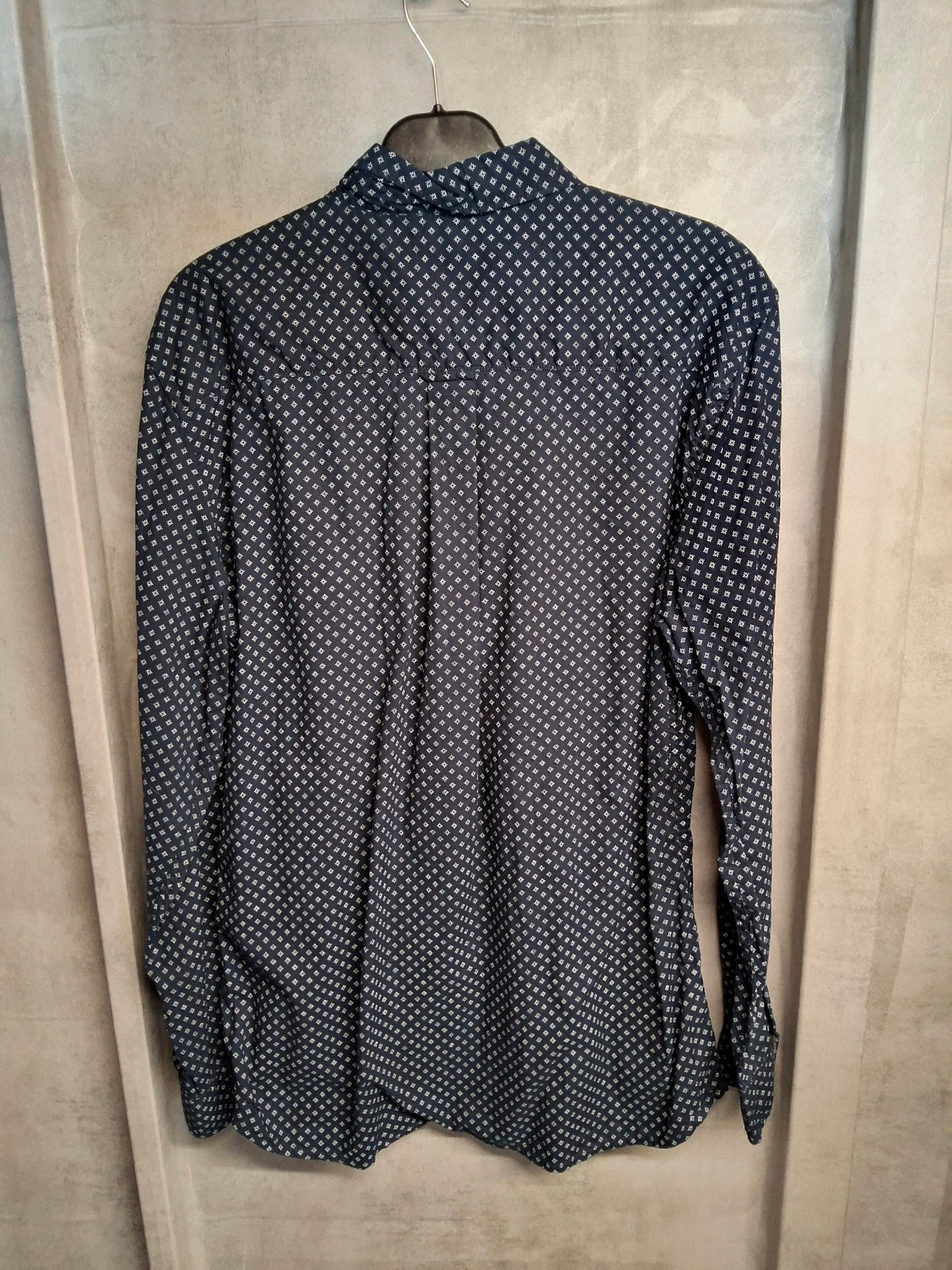 Peacocks Navy & White Patterned Slim Fit Shirt – Men’s Size L – 100% Cotton