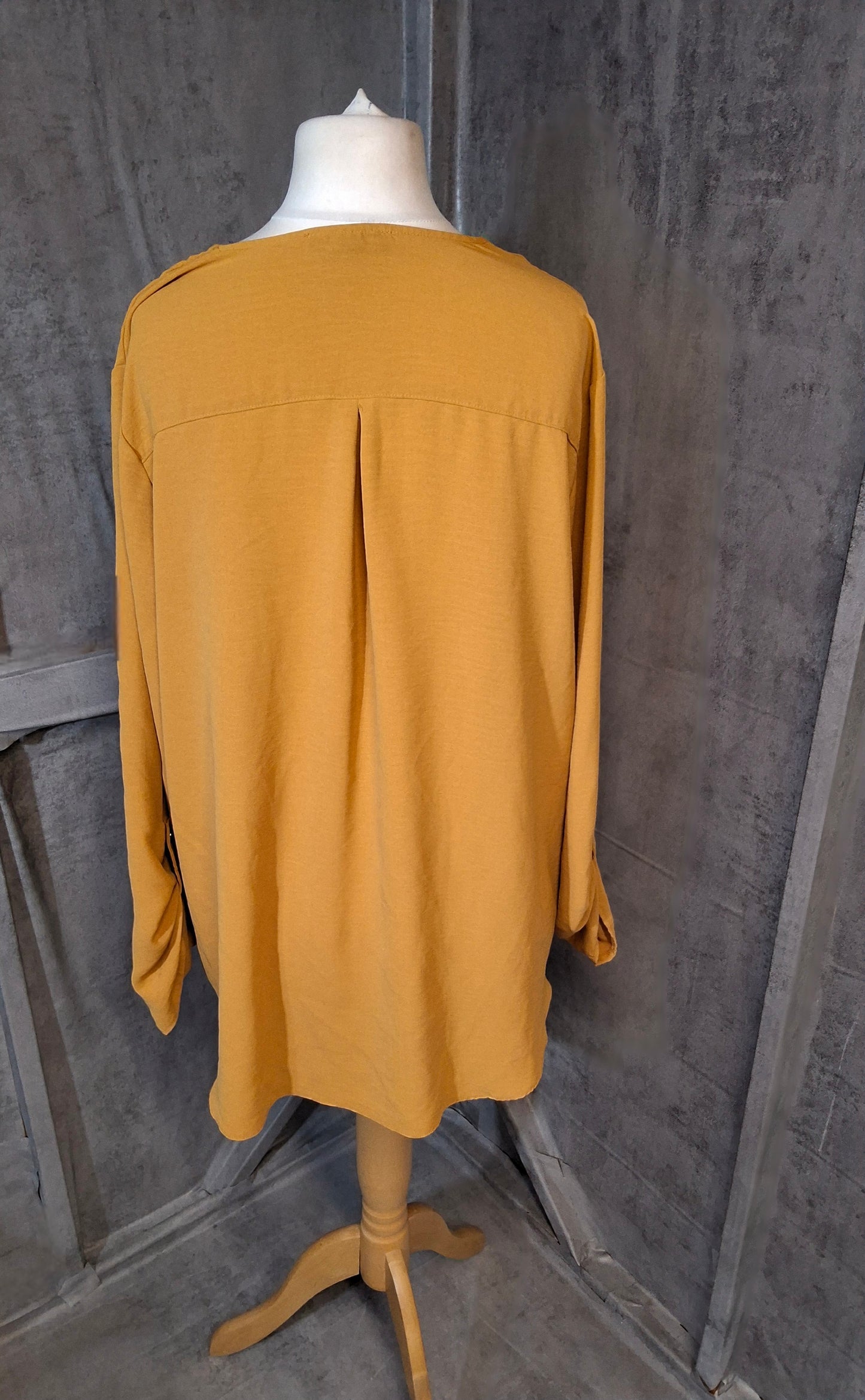 Primark Mustard Oversized Blouse – Size 20 – ¼ Zip Long Sleeve