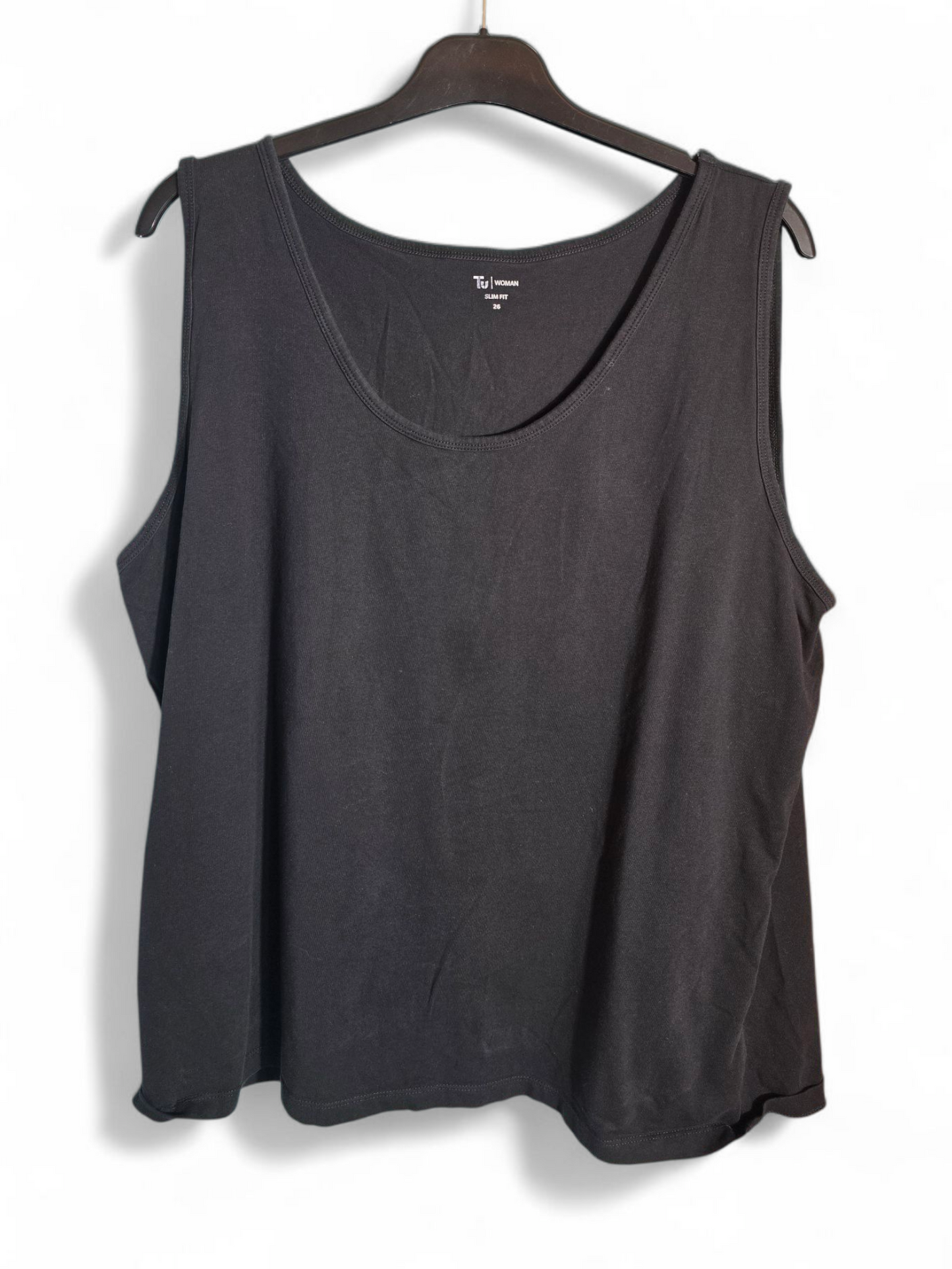 Tu Black Sleeveless Vest Top | 95% Cotton | Size 26 | Casual Basic