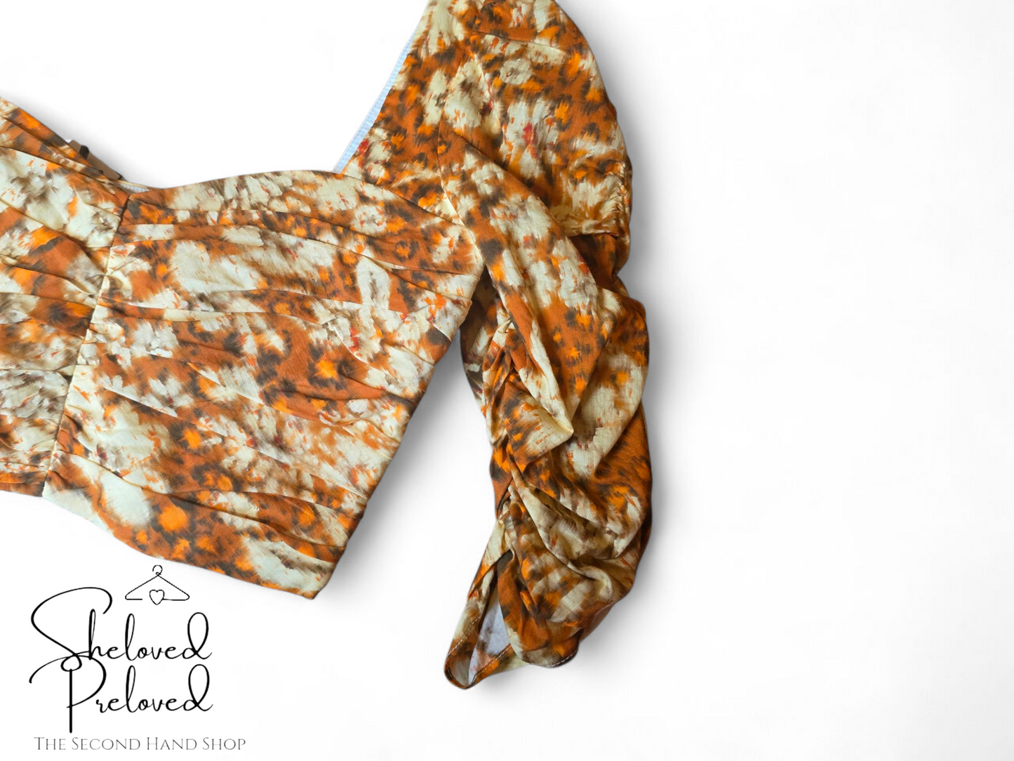 Zara Orange & Cream Animal Print Crop Top – Size Small Size 8/10 – New with Tags