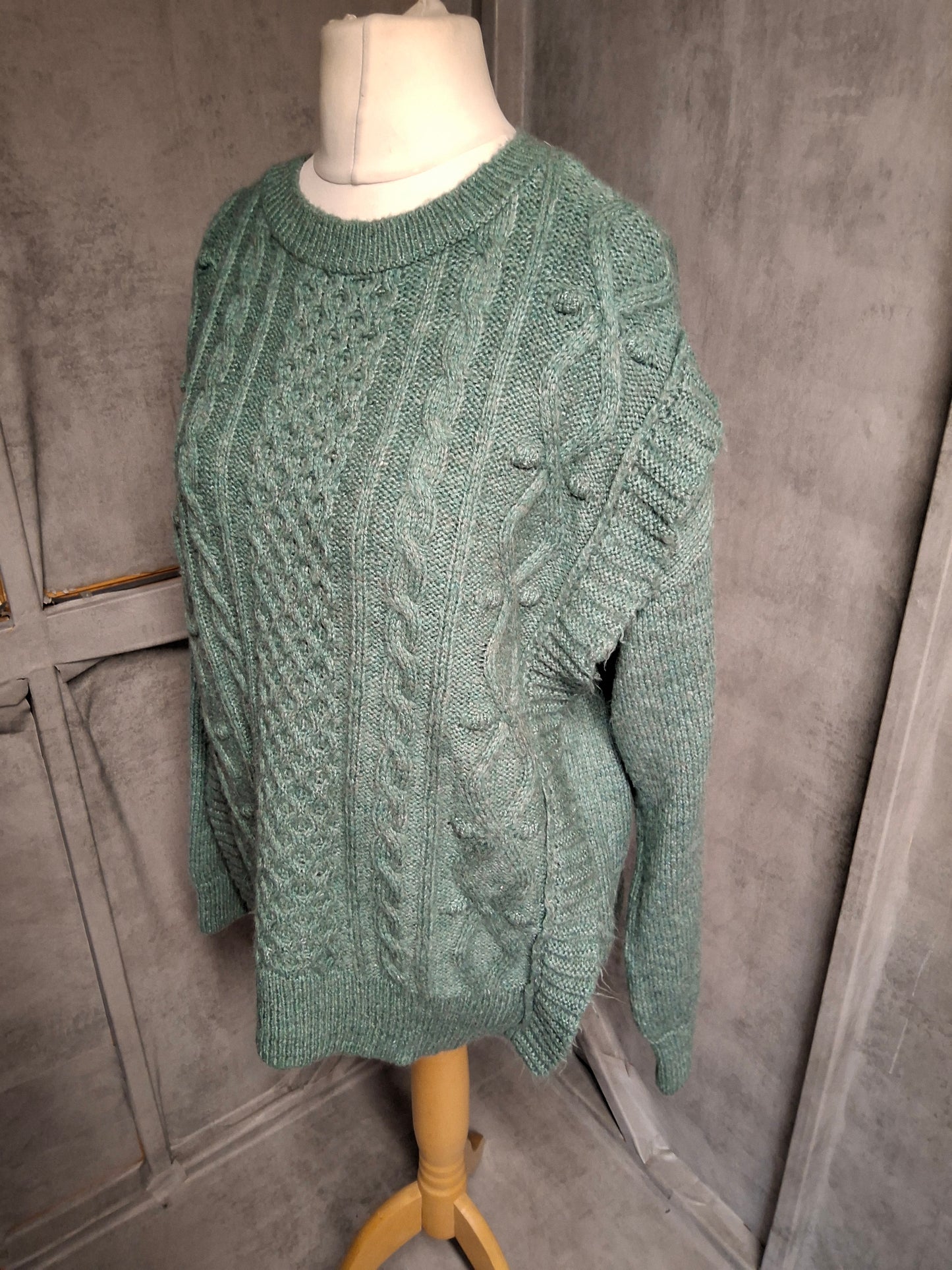 Matalan Green Cable Knit Jumper β Size L (size 16/18) β Cosy Everyday Layer