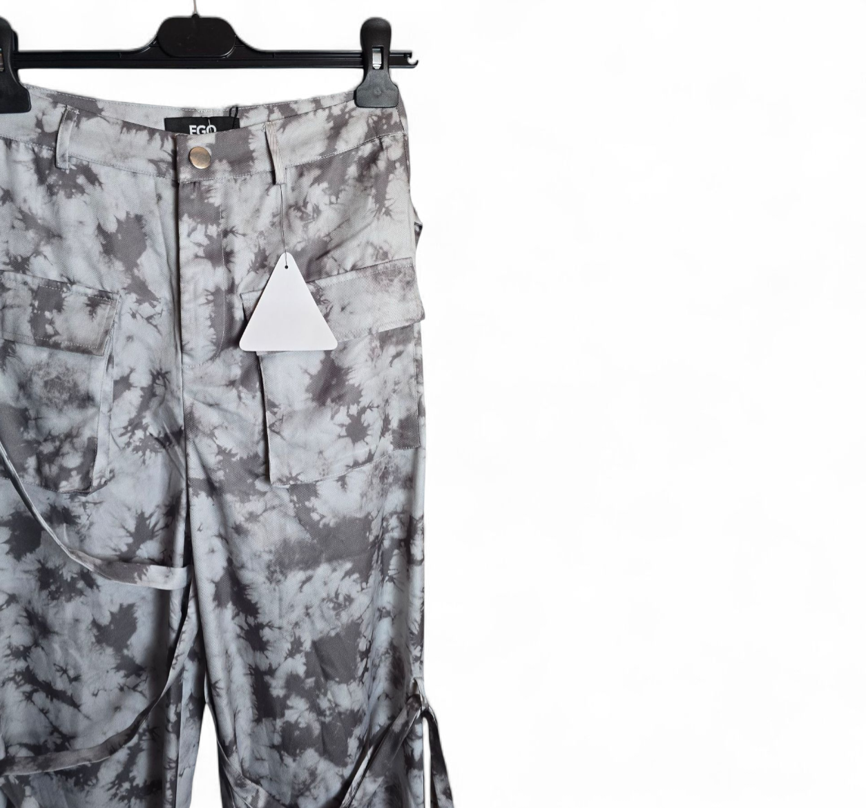EGO grey tyedye high waisted skinny/flared leg cargo trousers size 6 New