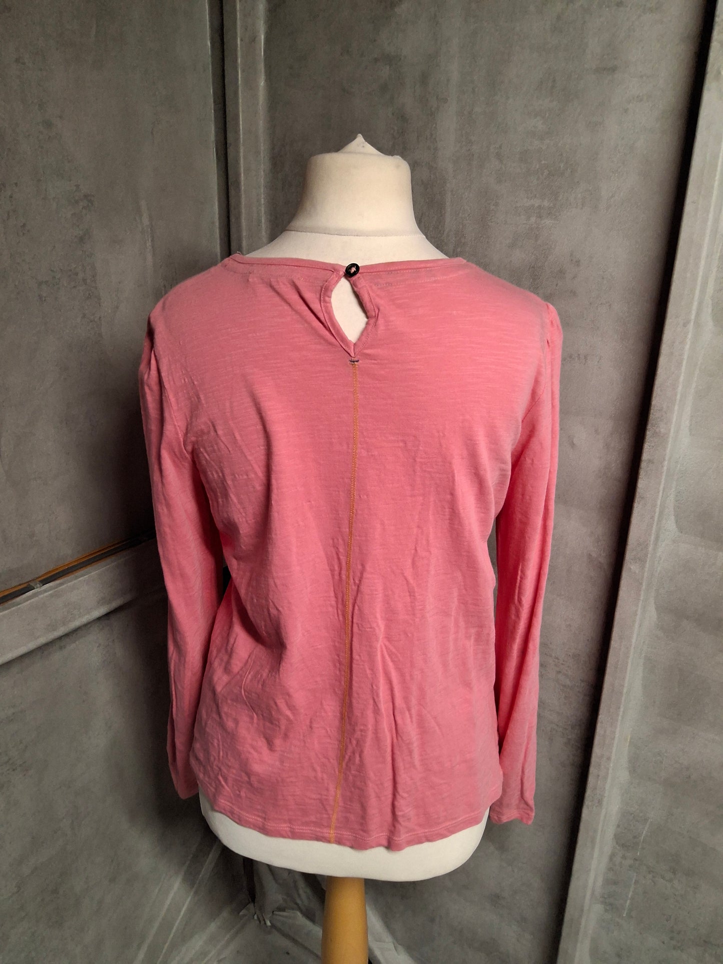 White Stuff Pink Cotton Embroidered Long Sleeve Top Size 14