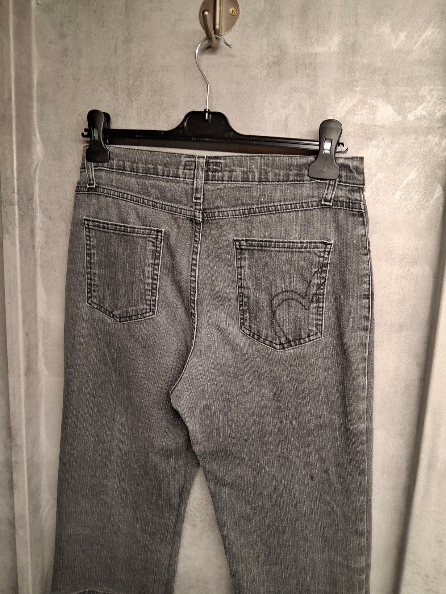 Per Una Grey Cropped Jeans – Size 8 Long – Mid Rise – Stretch Denim – Pockets