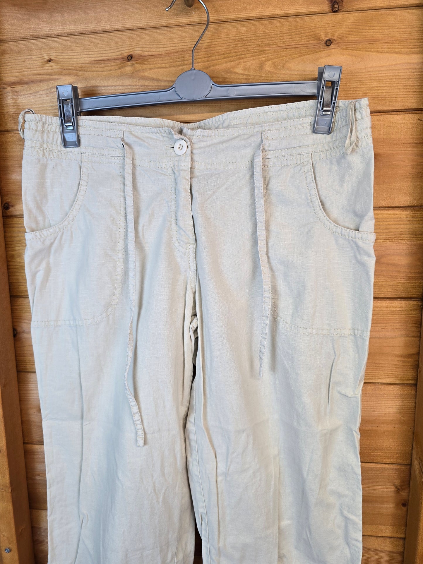 ๐งต New Look Y2K Cream Cropped Trousers โ Size 12