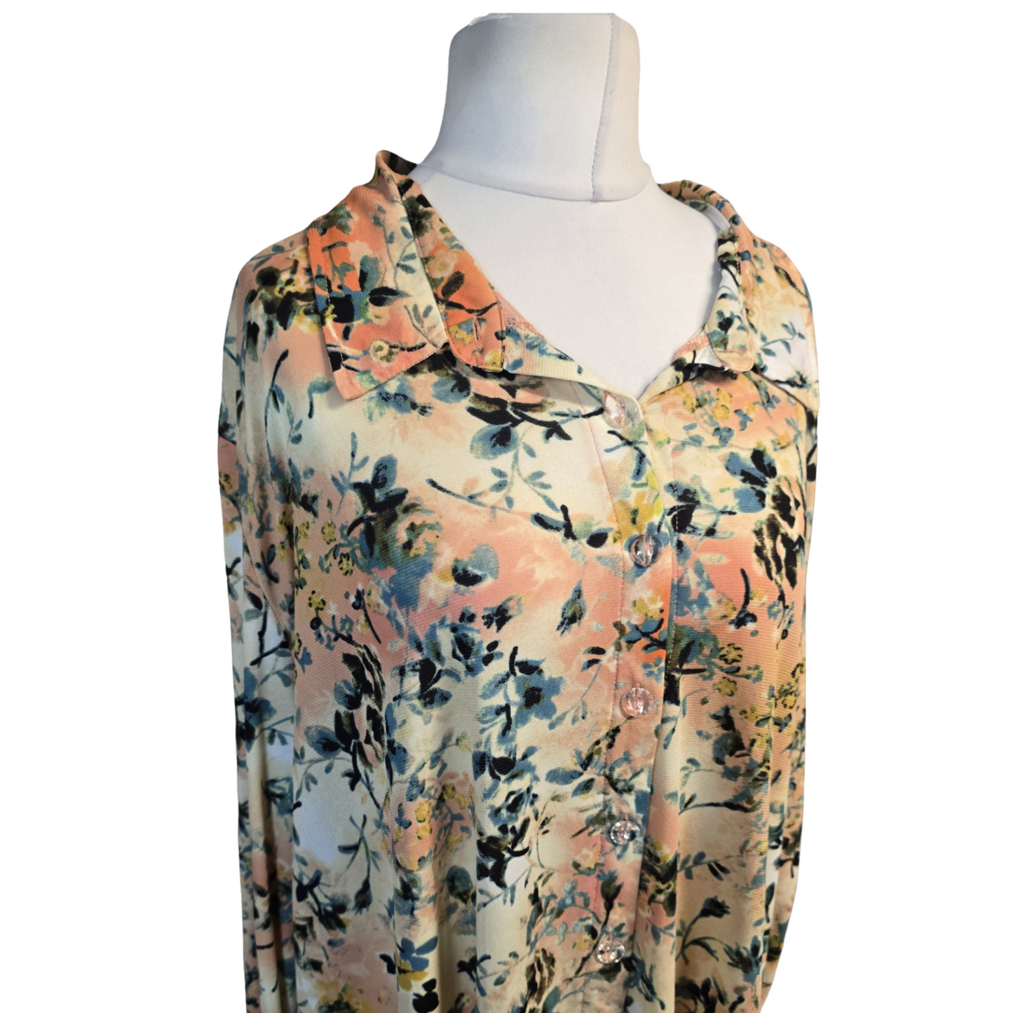 Michelle Hope Coral Orange Blouse Size 26/28 Stretchy Causal