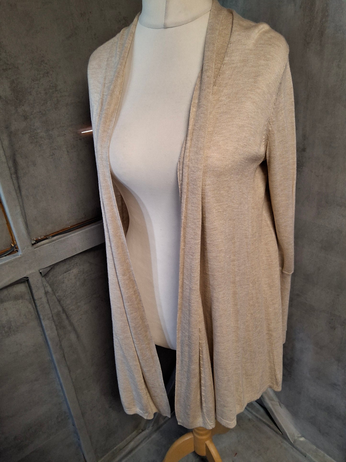 Marks & Spencer Cream Open Front Midi Cardigan – Size M (UK size 10–14) – Layering Essential