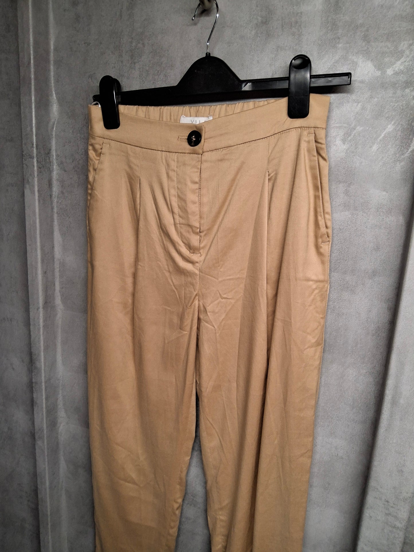 Vila Neutral Tapered Lyocell Trousers | Size 8
