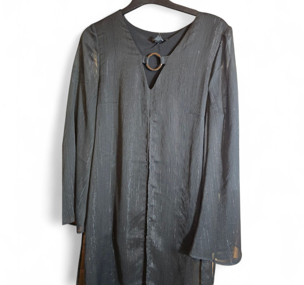 Julien Macdonald black & silver long sleeved layered top size 8