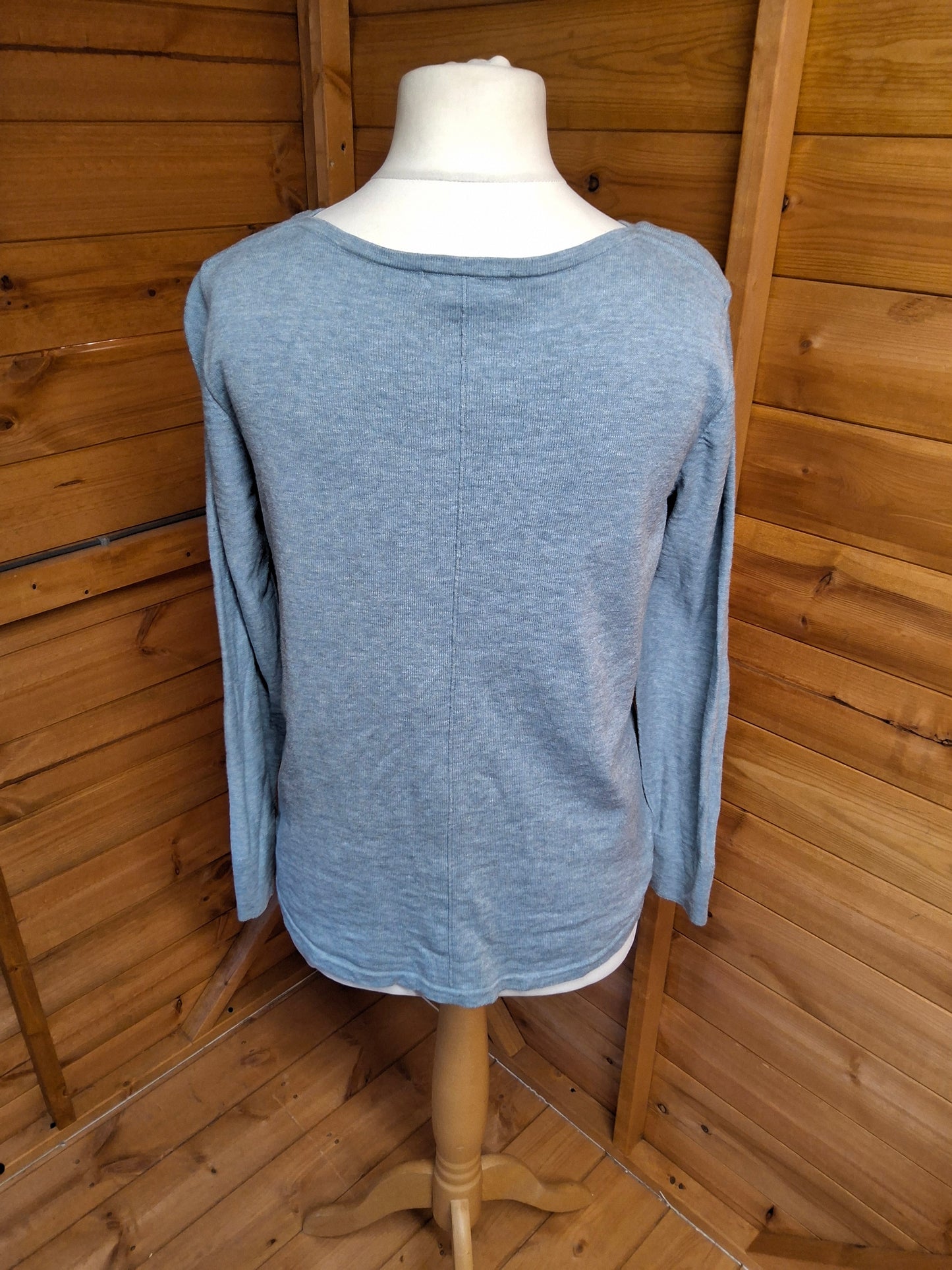White Stuff Blue V-Neck Cotton Jumper Size 14