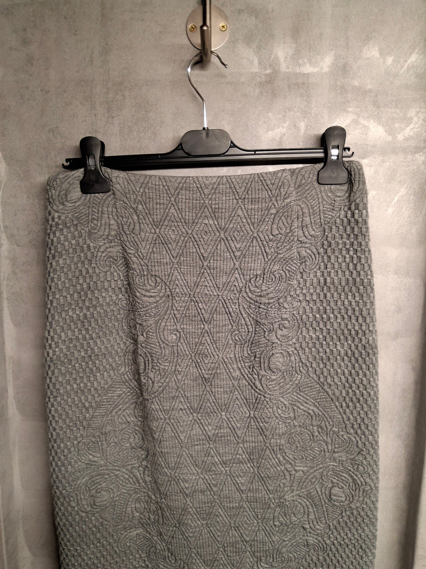 Laura Ashley Grey Knitted Skirt | Size 10 | Lined | Wool Blend