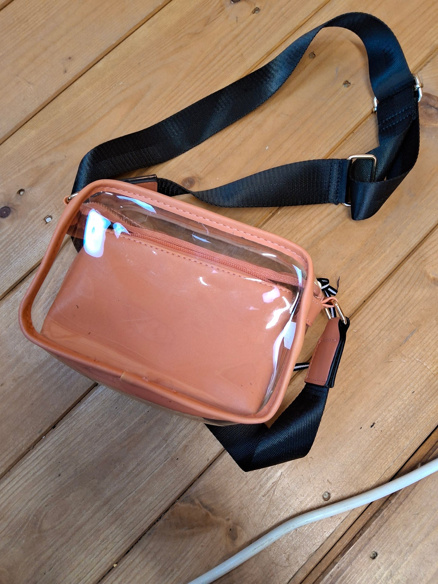 🧡 Primark Coral Clear Crossbody Bag with Removable Purse – 19x14cm 🧡