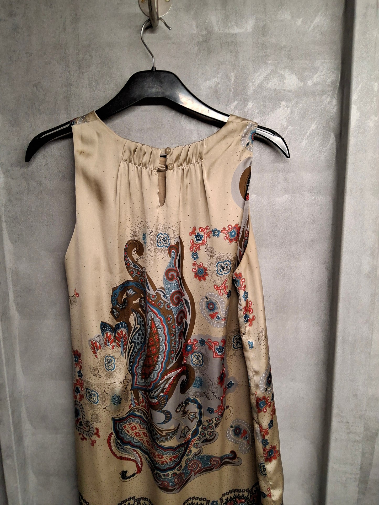 Wallis Beige & Paisley Print Sleeveless Dress – Size 10 – Boho Meets Chic