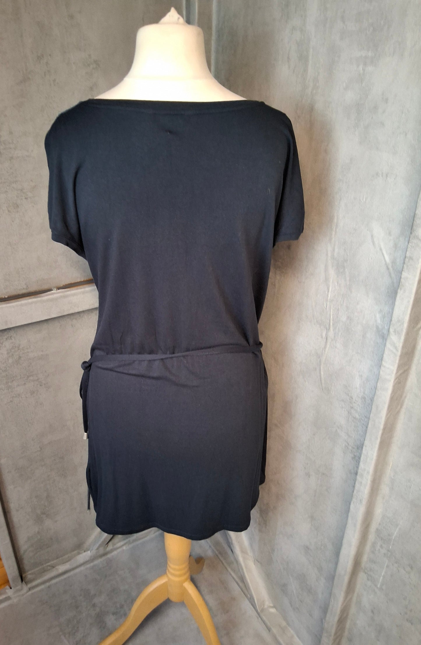 M&S Navy Embroidered Belted Longline Tee / Mini Dress – Size 12