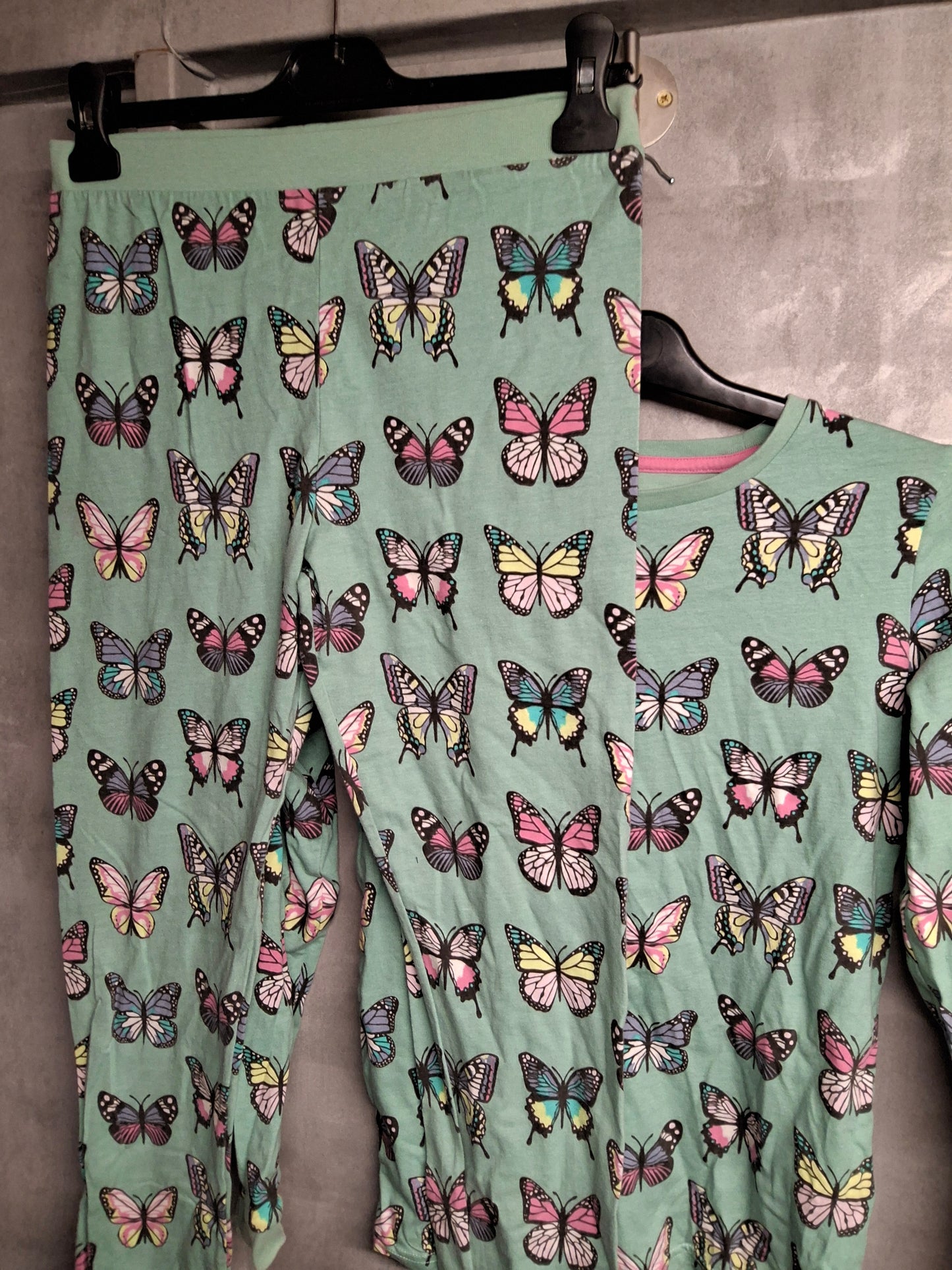 M&S Girls Green Butterfly Print Winter Pyjamas β Age 11-12 Years β Cotton
