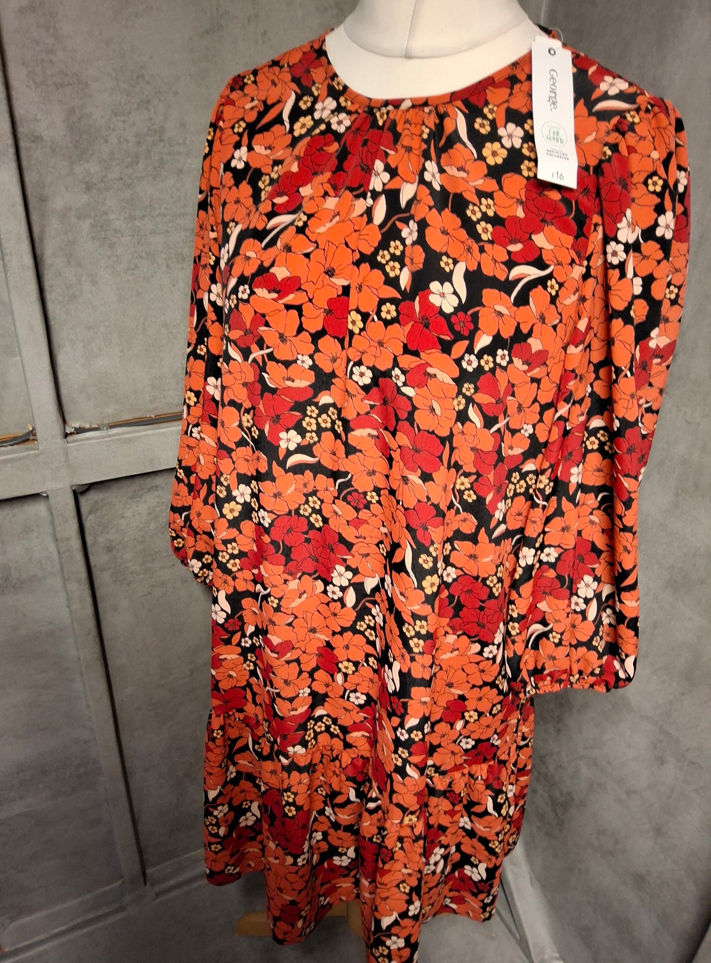 George Black & Red Floral Frill Dress – Size 12 NWT Floaty Perfection