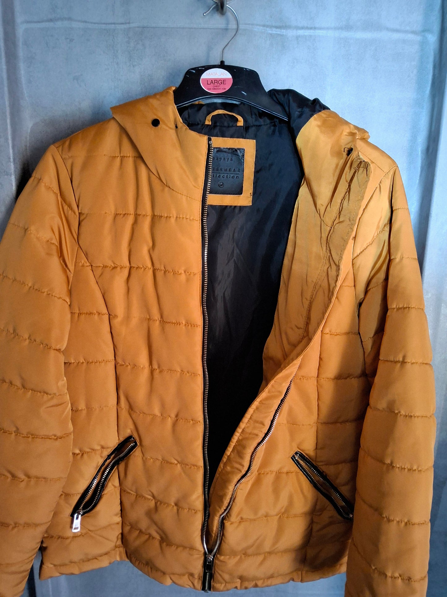 Matalan Mustard Yellow Hooded Puffer Coat – Size 14