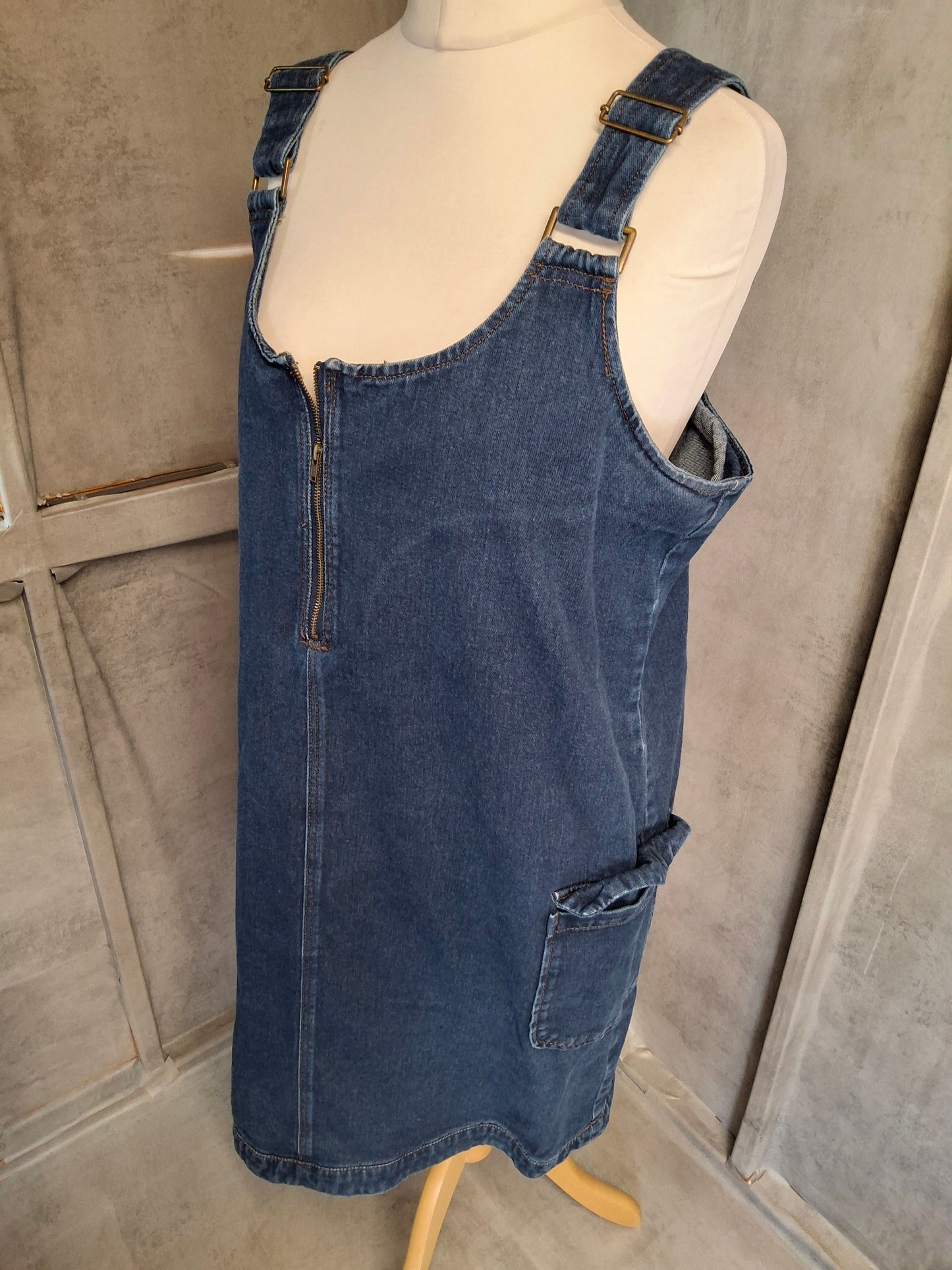 Red Herring 100% Cotton Denim Pinafore Dress β Size 18