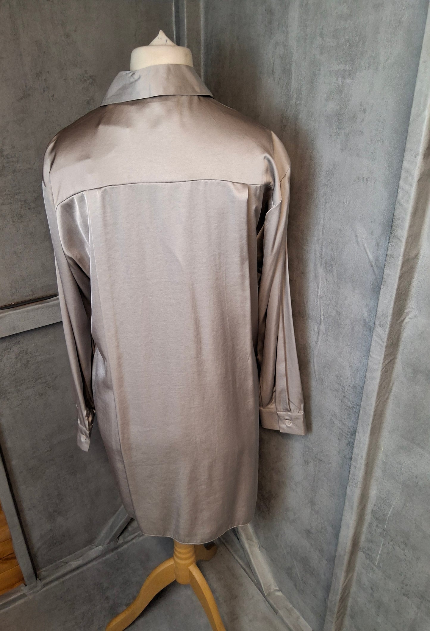 Primark Grey Silky Shirt | Long Sleeve | Size 12 | Smart Casual Workwear | New with Tags