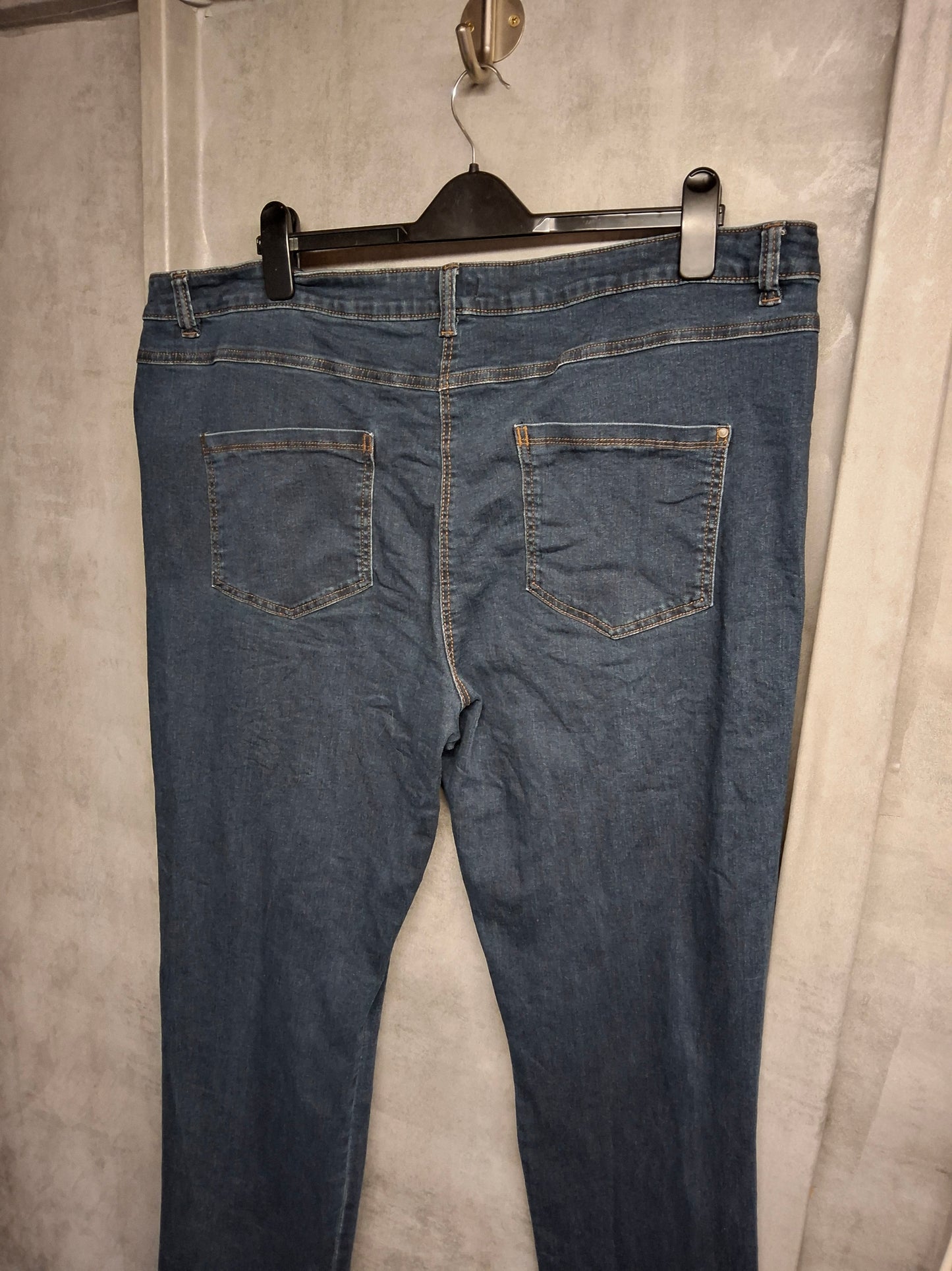 M&Co Blue Straight Leg Jeans – Size 22 Regular – Comfy Cotton Blend Denim