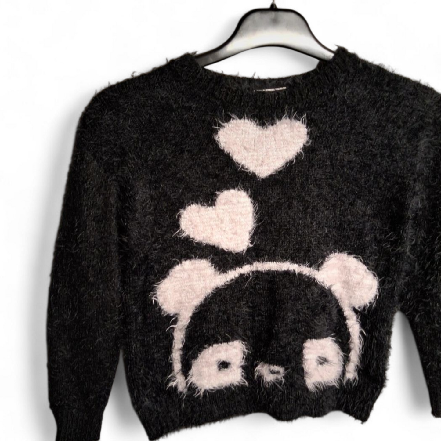 Matalan Girls Black Shaggy Jumper β Age 9 Years β Nylon & Acrylic