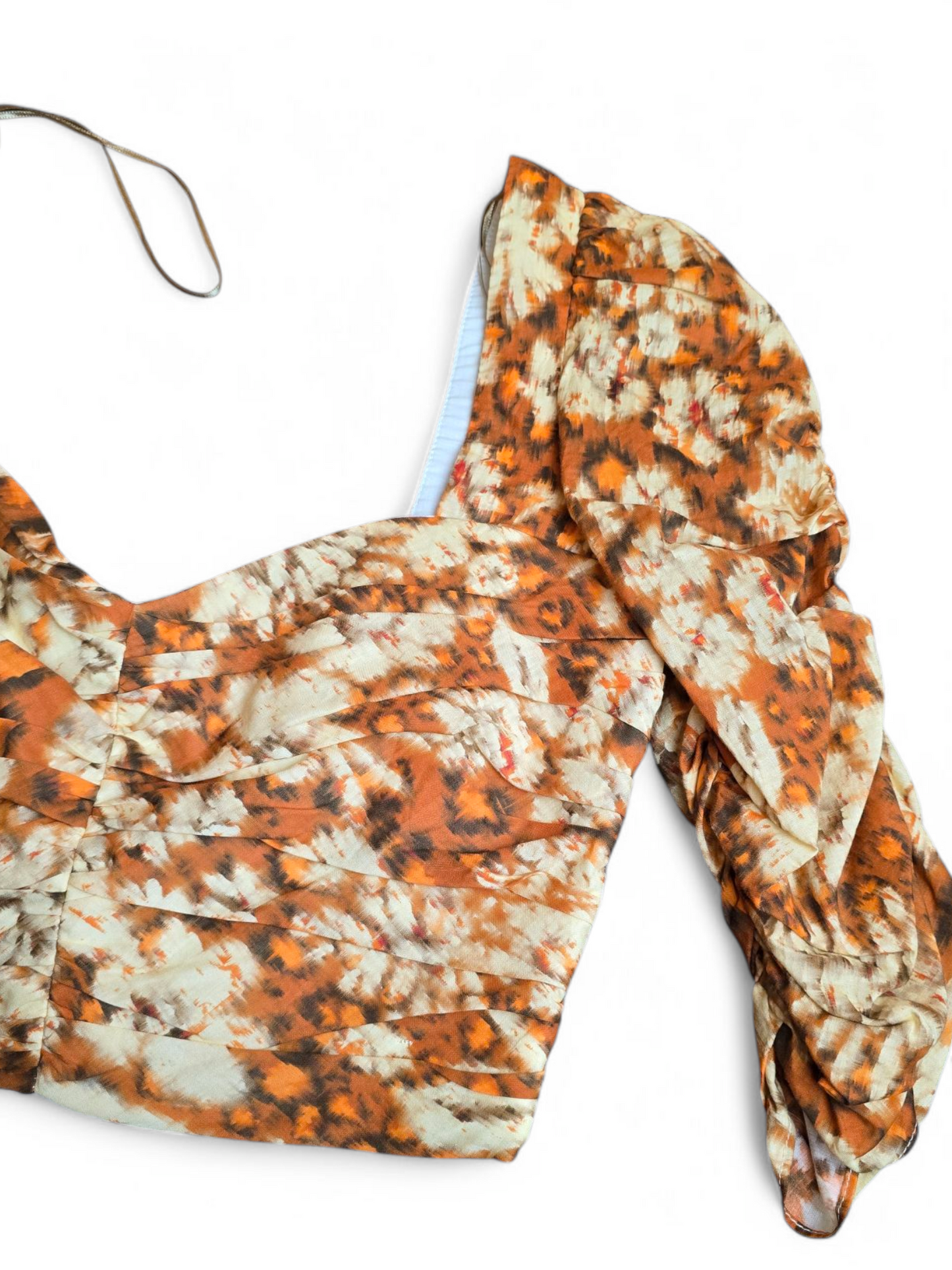 Zara 3/4 sleeve orange & cream animal print crop top size Small size 8/10 New