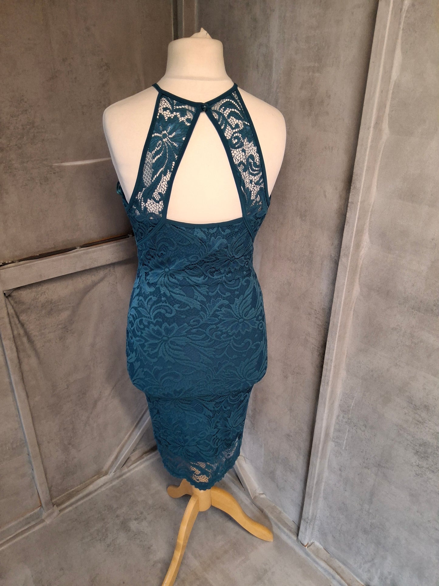 Pink Boutique Teal Lace Bodycon Dress – Size 10