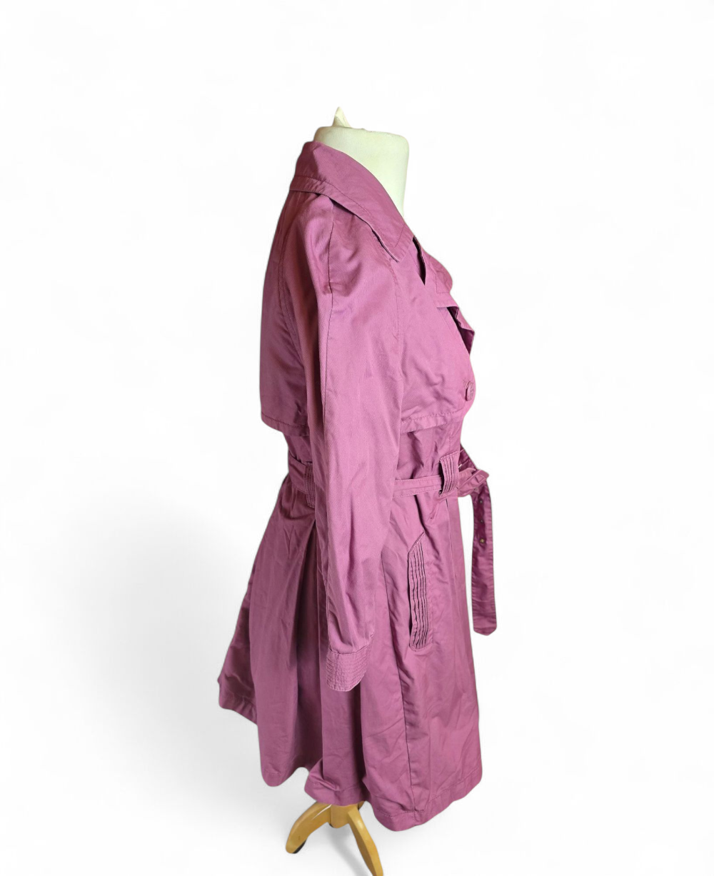 Topshop Dusky Pink Trench Coat Size 12 – Belted, Double Breasted, Long Sleeve, Lightweight