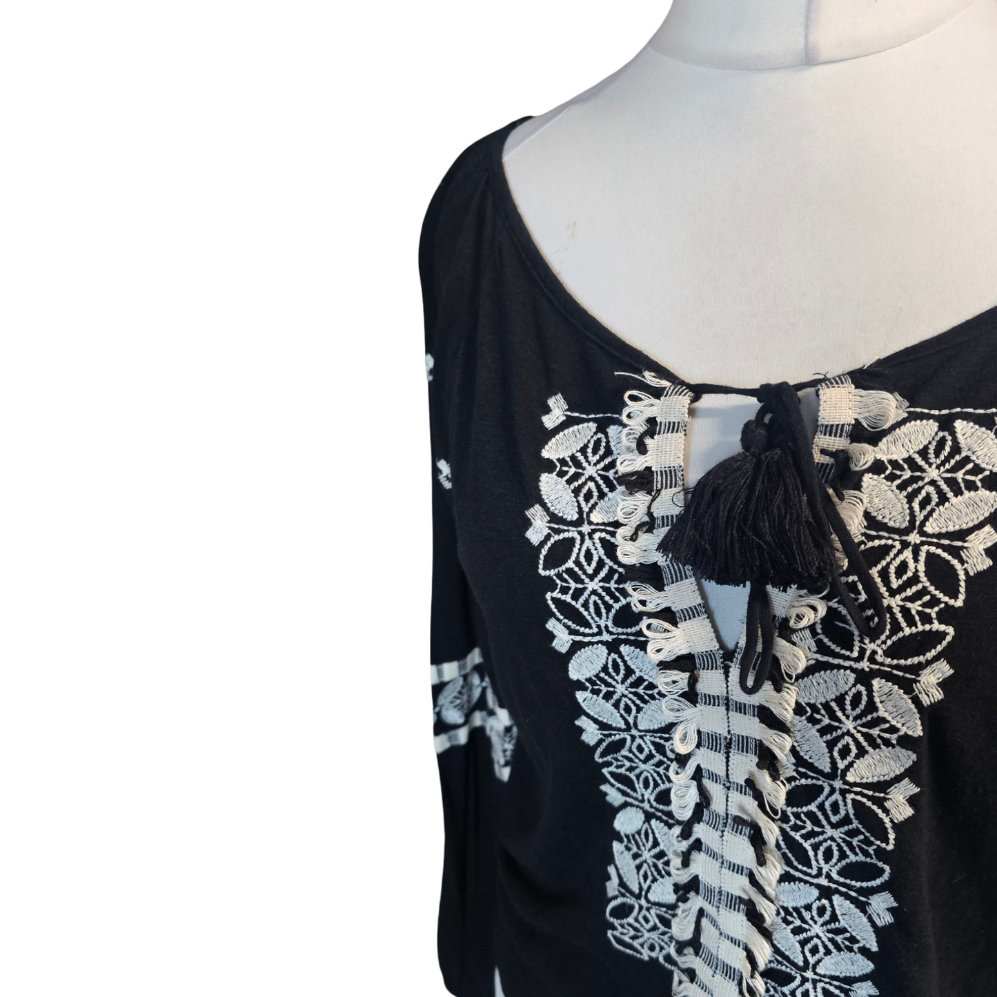 Black & White Long Sleeved Top Size 12 Easy Wear Miss Selfridge
