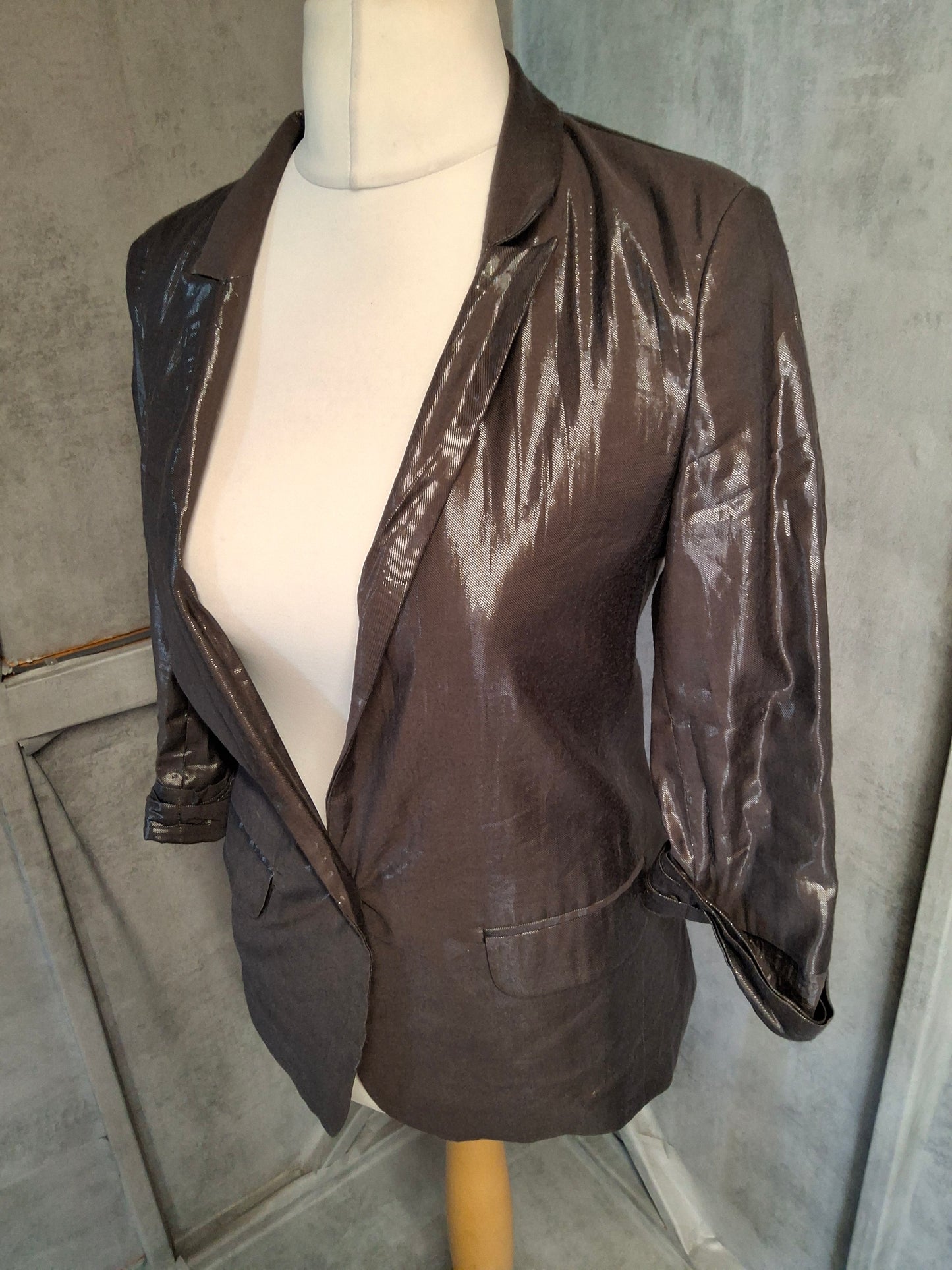 River Island L’Art Copper Brown Shiny Blazer – Size 8 – Late 90s / Early 00s