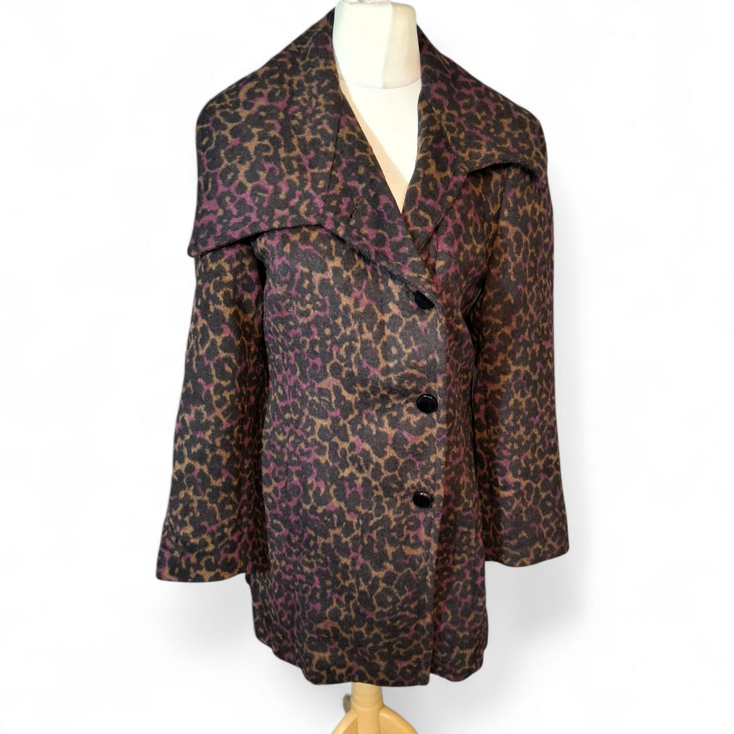 Klass Animal Print Peacoat β Brown, Purple & Black β Size 12