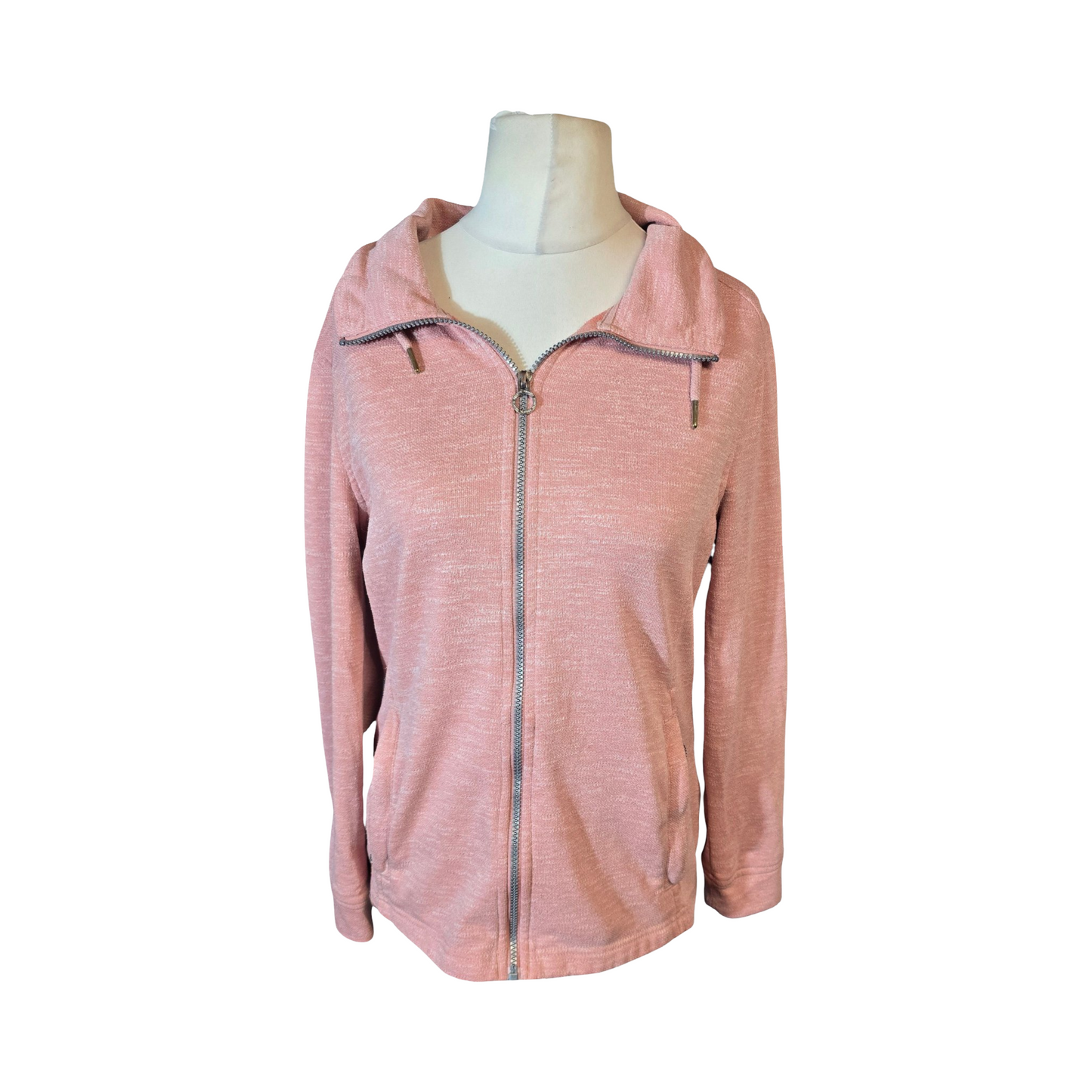 Regatta Light Pink Zip-Up Lightweight Jumper – UK 12 – Drawstring Collar & Pockets