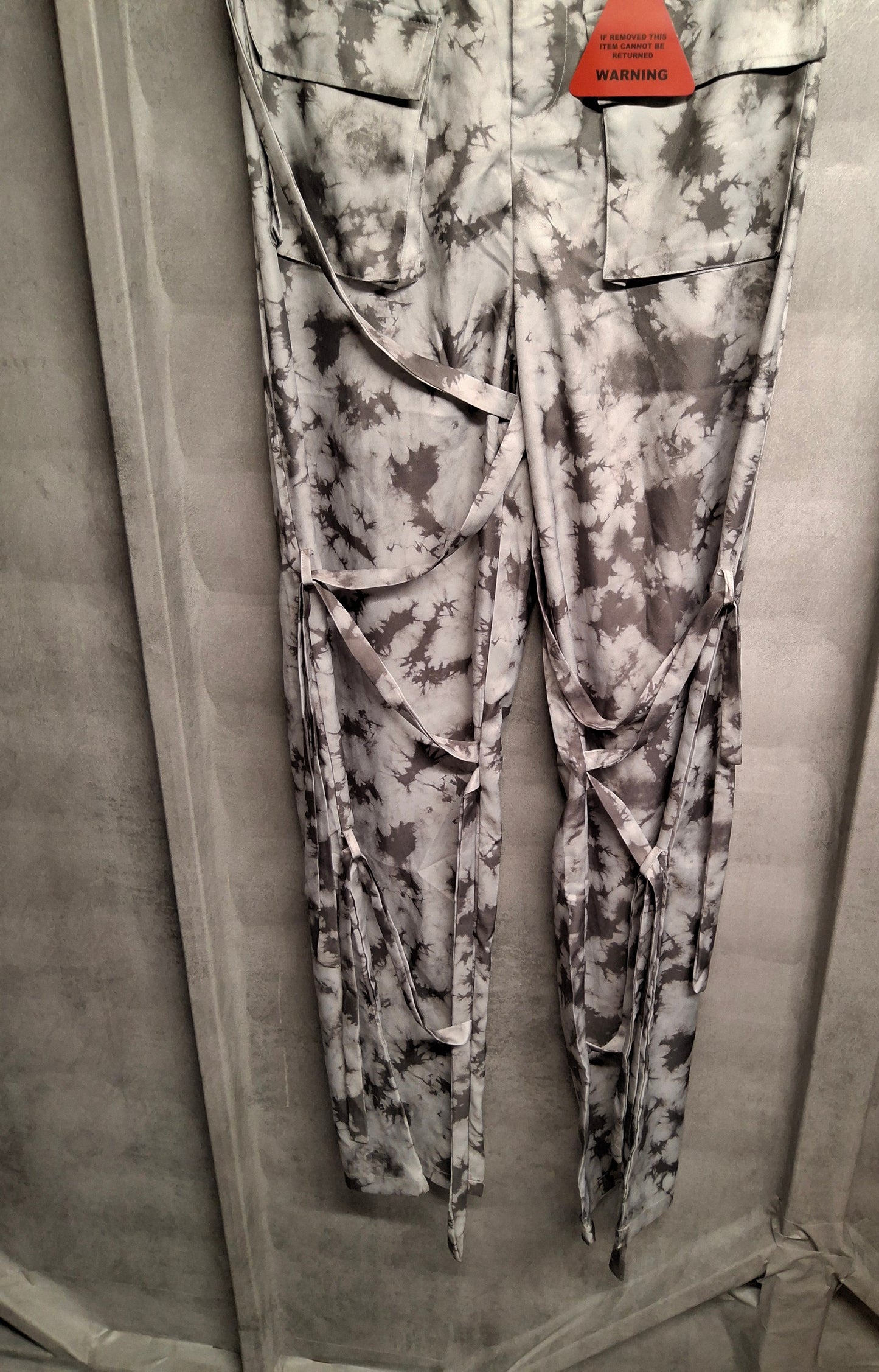EGO Grey Tie-Dye Cargo Trousers with Braided Leg Detail – Size 6 – NWT